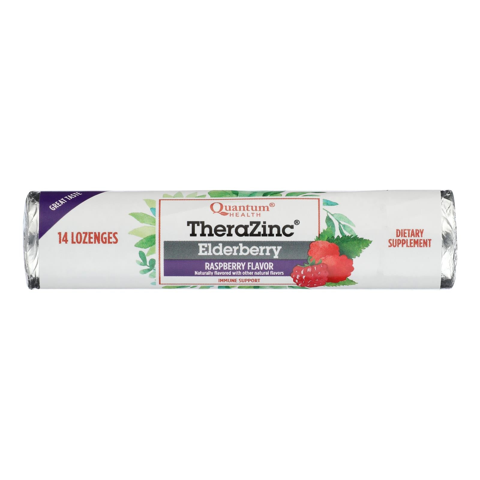 Quantum Zinc Lozenges Elderberry Raspberry - 1.2 Oz - Case Of 12