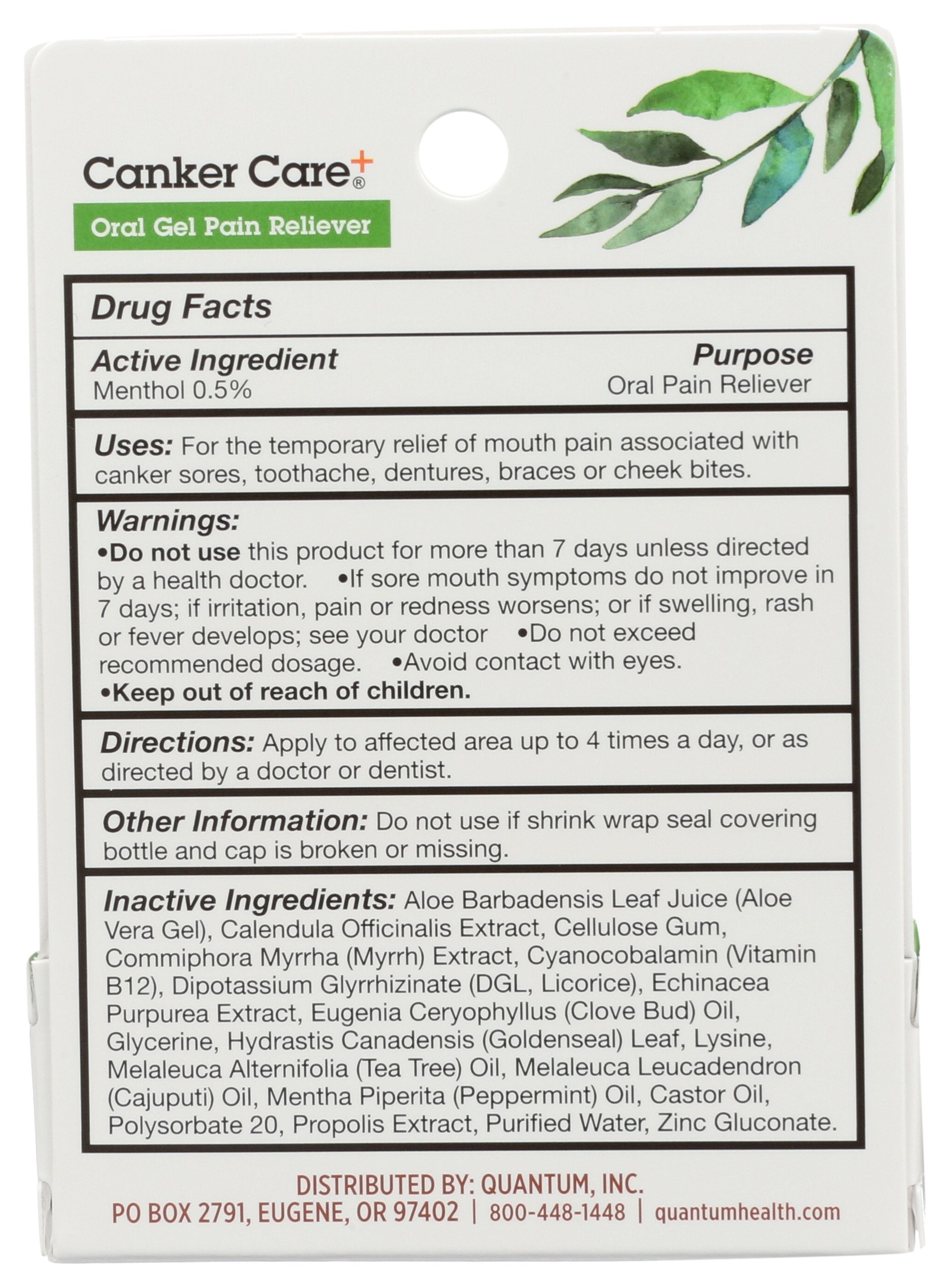 QUANTUM CANKER CARE ORAL GEL PAIN RELI