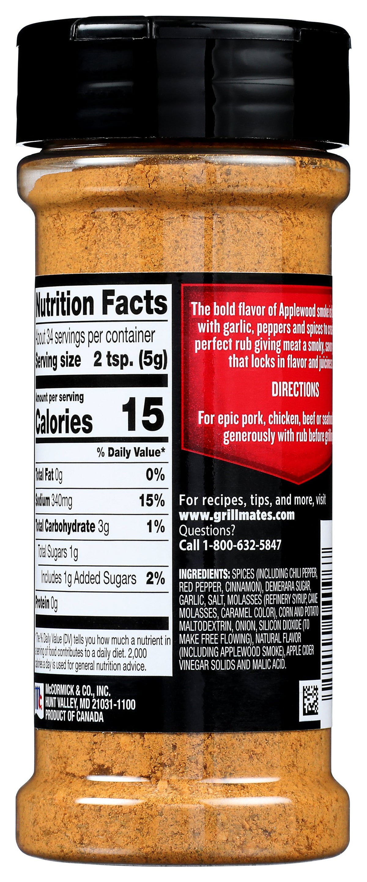 GRILL MATES RUB APPLEWOOD DRY - Case of 6