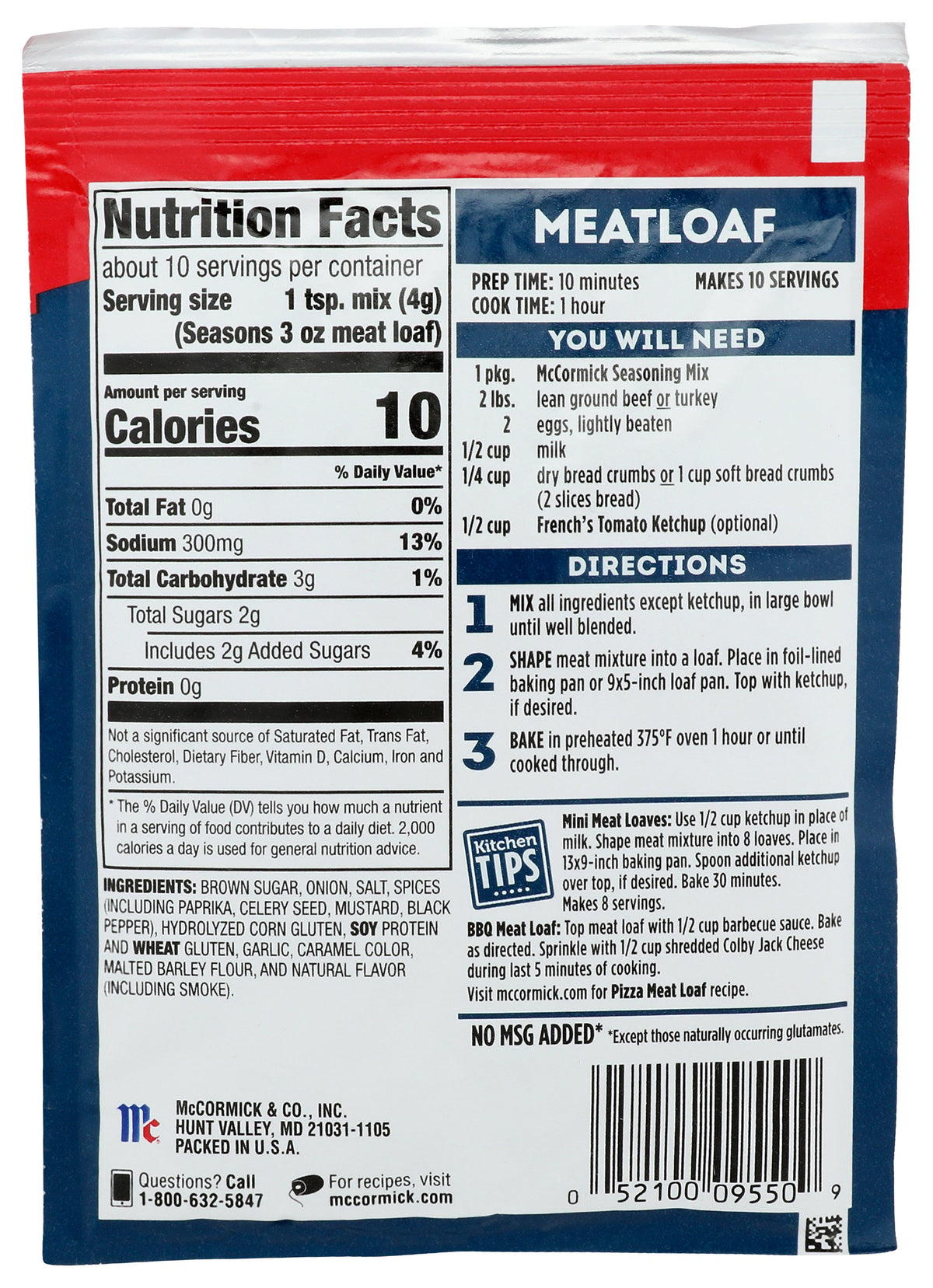MC CORMICK SEASONING MEAT LOAF - Case of 12