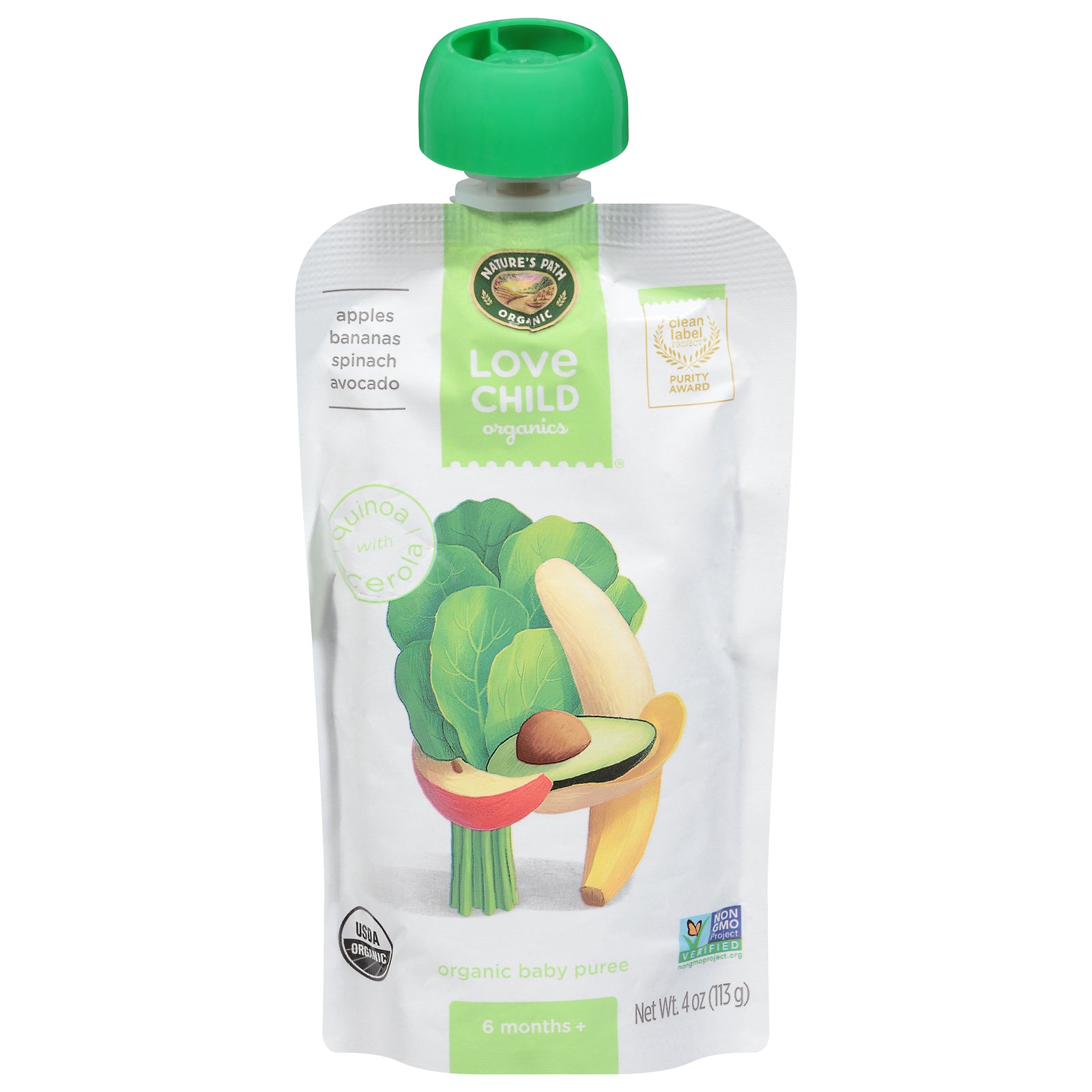 Love Child Organics - Puree Og2 Apl Ban Spin Av - CS of 12-4 OZ