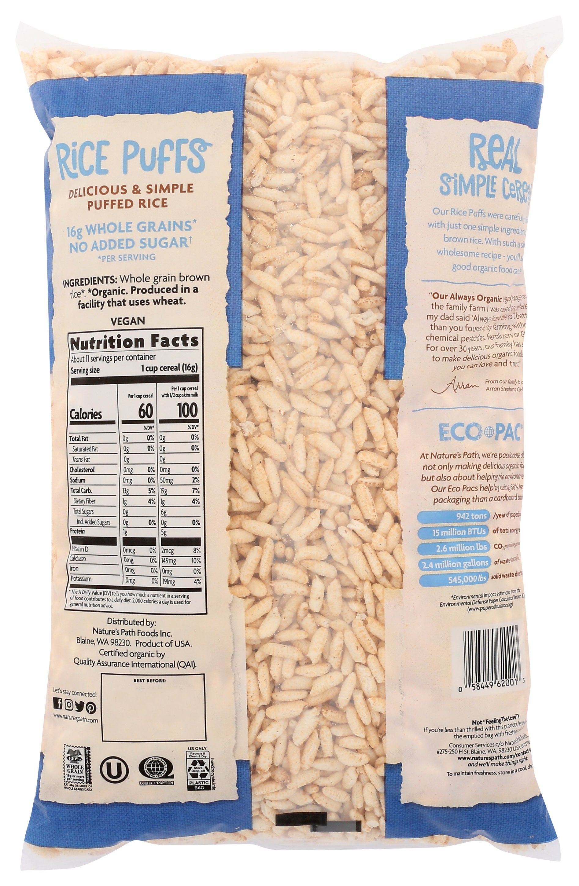 NATURES PATH CEREAL PUFF RICE ORG