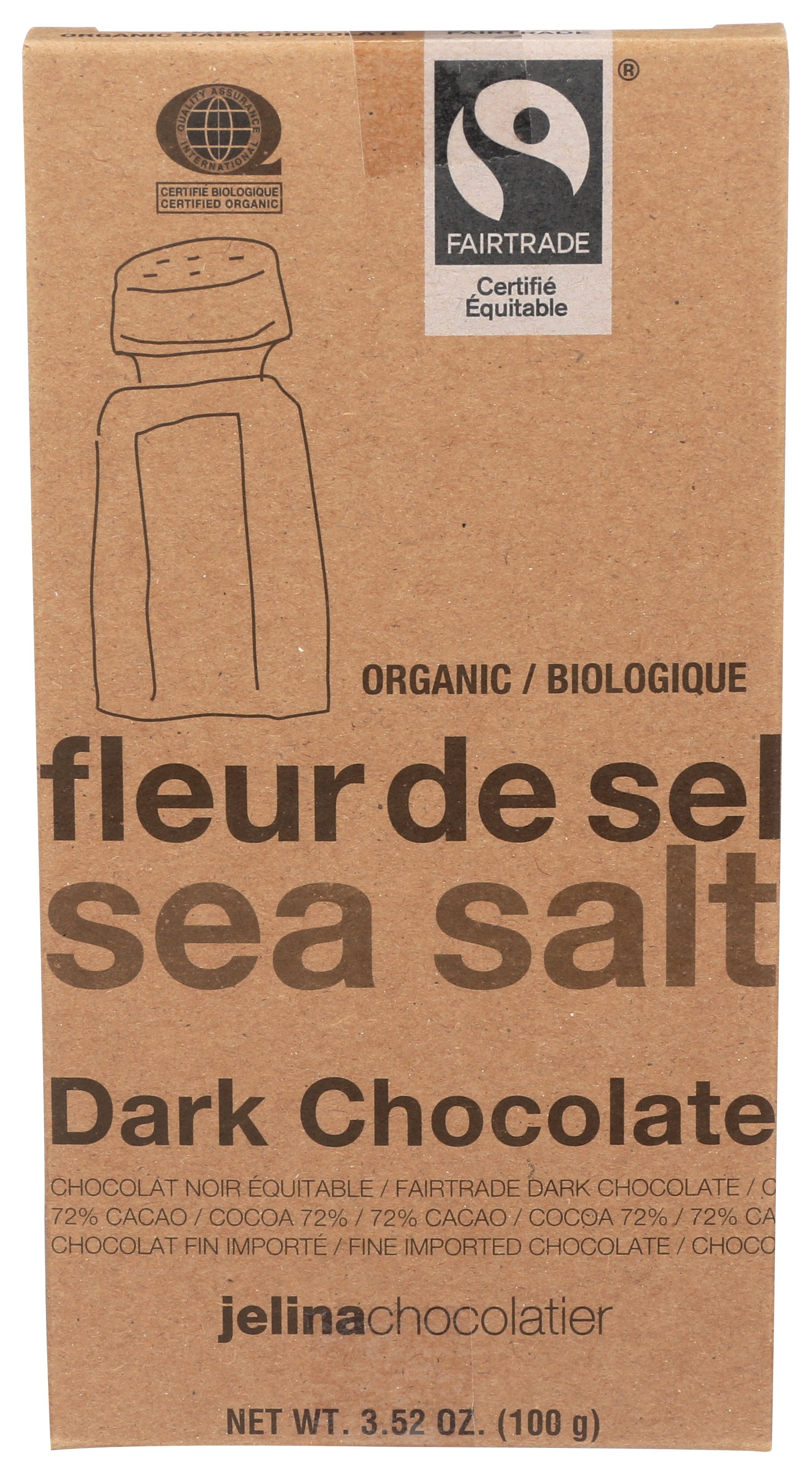 JELINA CHOCOLATIER CHOC BAR DRK SEASLT - Case of 8