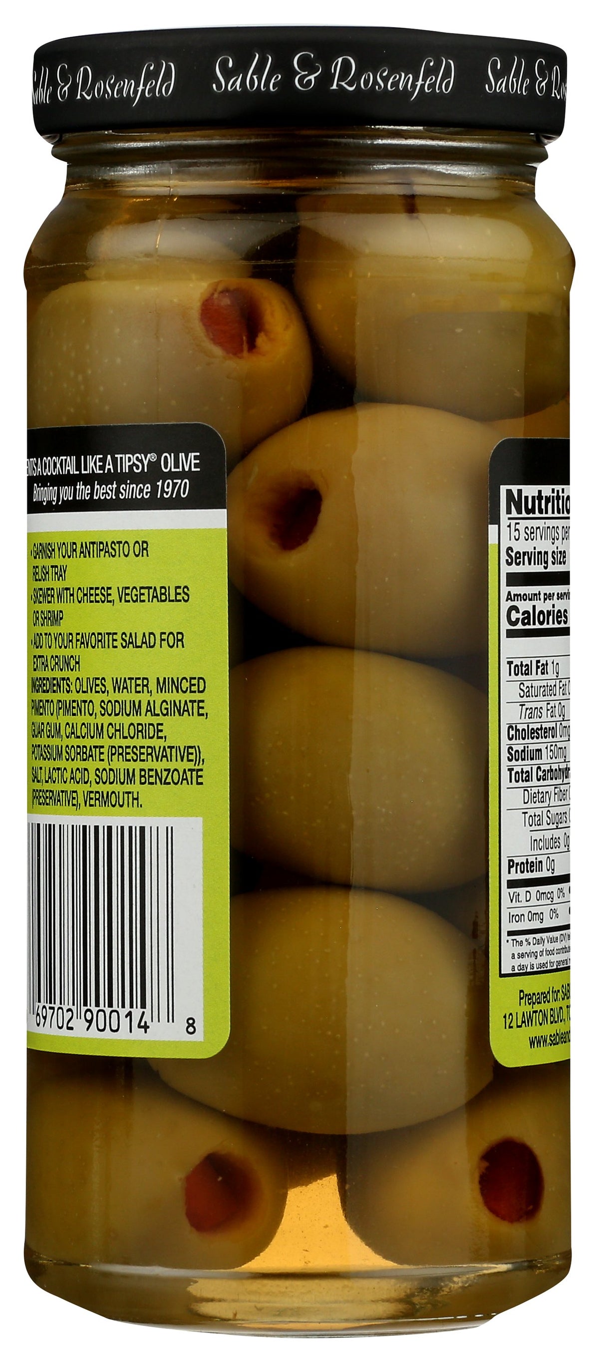 SABLE & ROSENFELD TIPSY OLIVE VERMOUTH - Case of 6 [TIPSY VERMOUTH PIMENTO OLIVES - 4.94 OZ]
