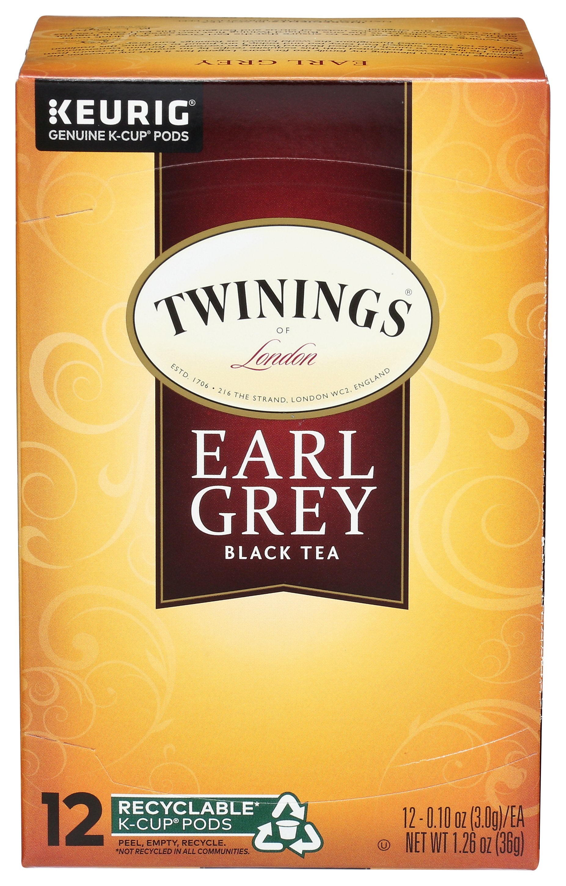 TWINING TEA TEA KCUP EARL GREY - Case of 6
