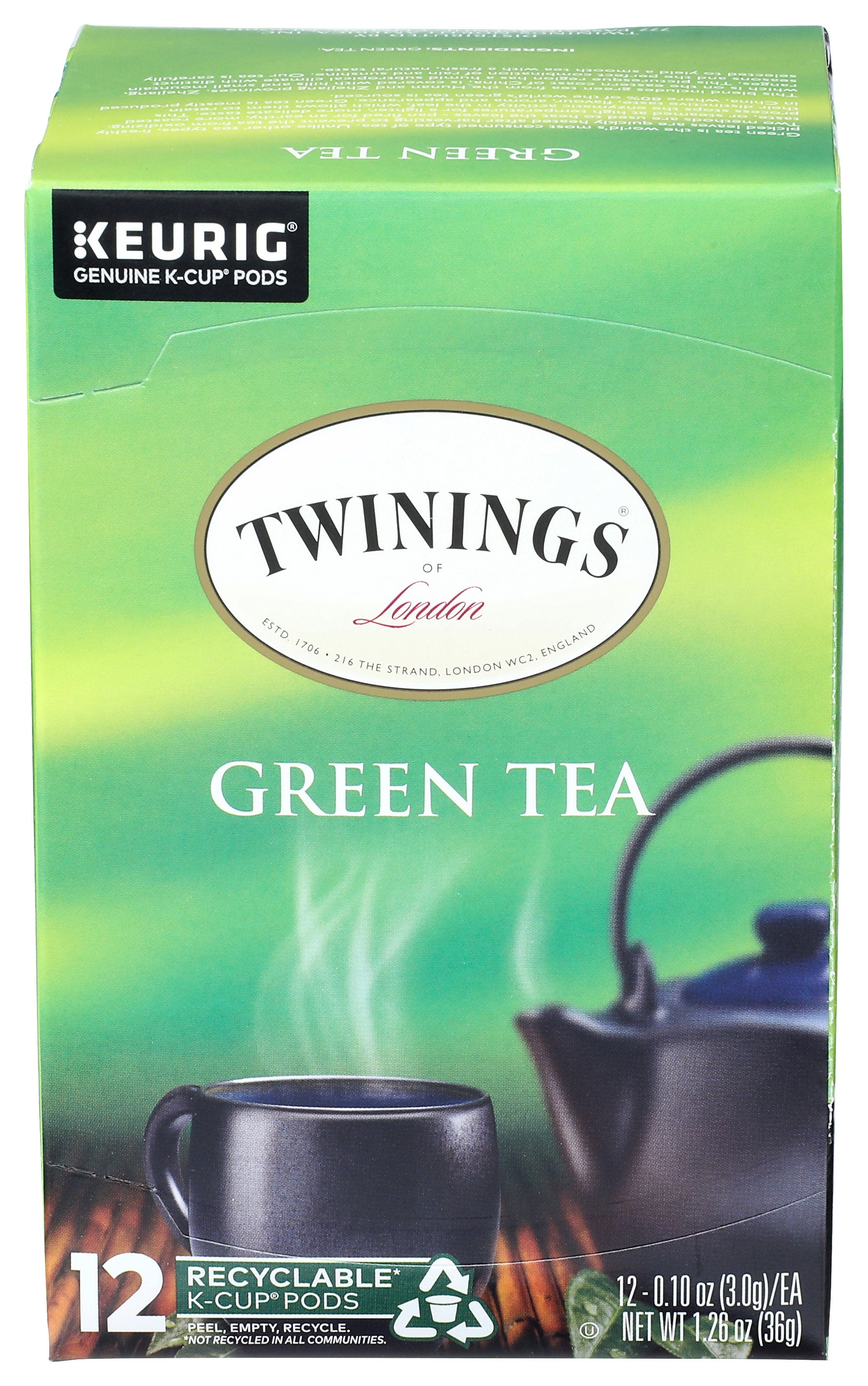 TWINING TEA TEA KCUP PURE GREEN - Case of 6