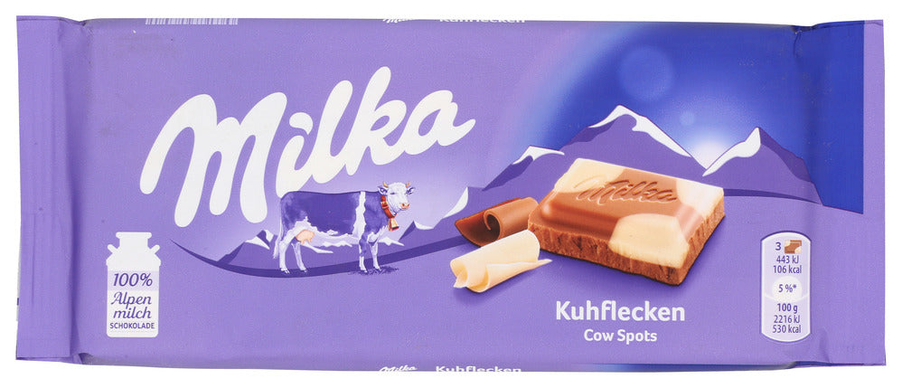 Milka Cow Spots Milk and White Chocolate Confection 3.52 oz - Case of 24