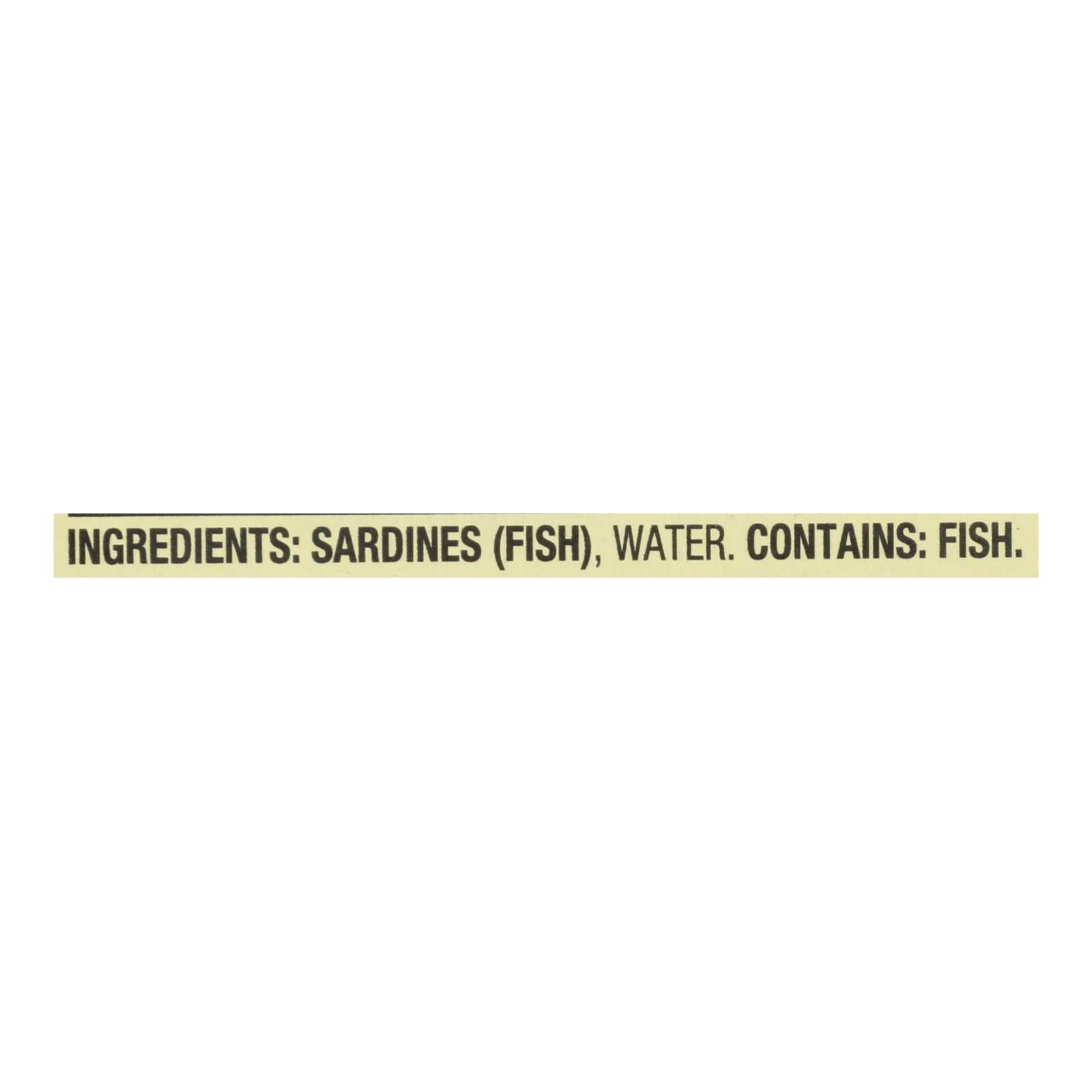 Season Brand Sardines In Water  - No Salt Added - Case Of 12 - 4.375 Oz.