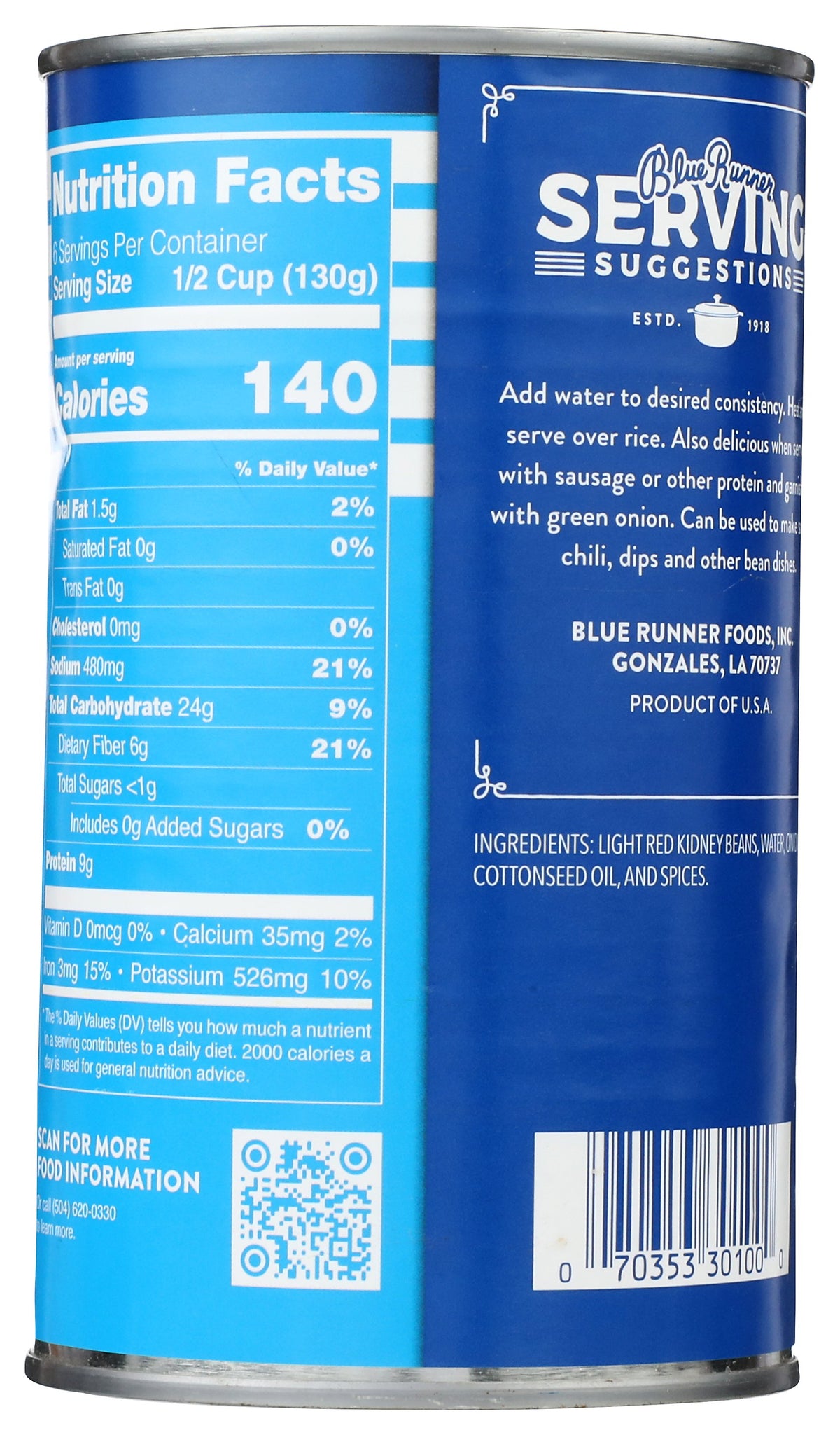 BLUE RUNNER BEAN RED CREAM STYLE - Case of 12 [BLUE RUNNER - RED BEANS - ORIGINAL - CREOLE CREAM STYLE - 27 OUNCE - 27 OZ]
