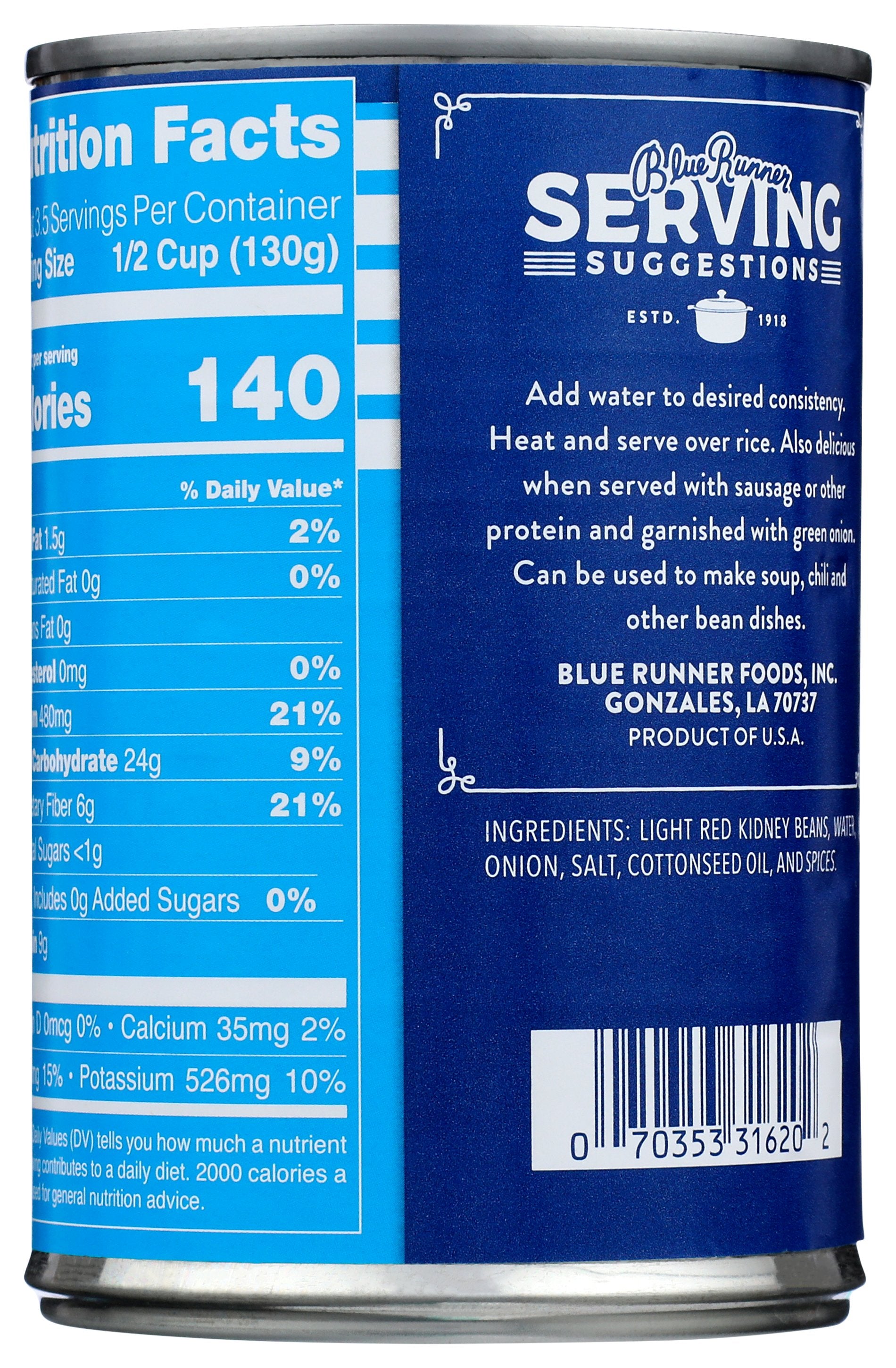 BLUE RUNNER BEAN RED CREAM STYLE - Case of 12 [BLUE RUNNER - RED BEANS - ORIGINAL - CREOLE CREAM STYLE - 16 OUNCE - 16 OZ]