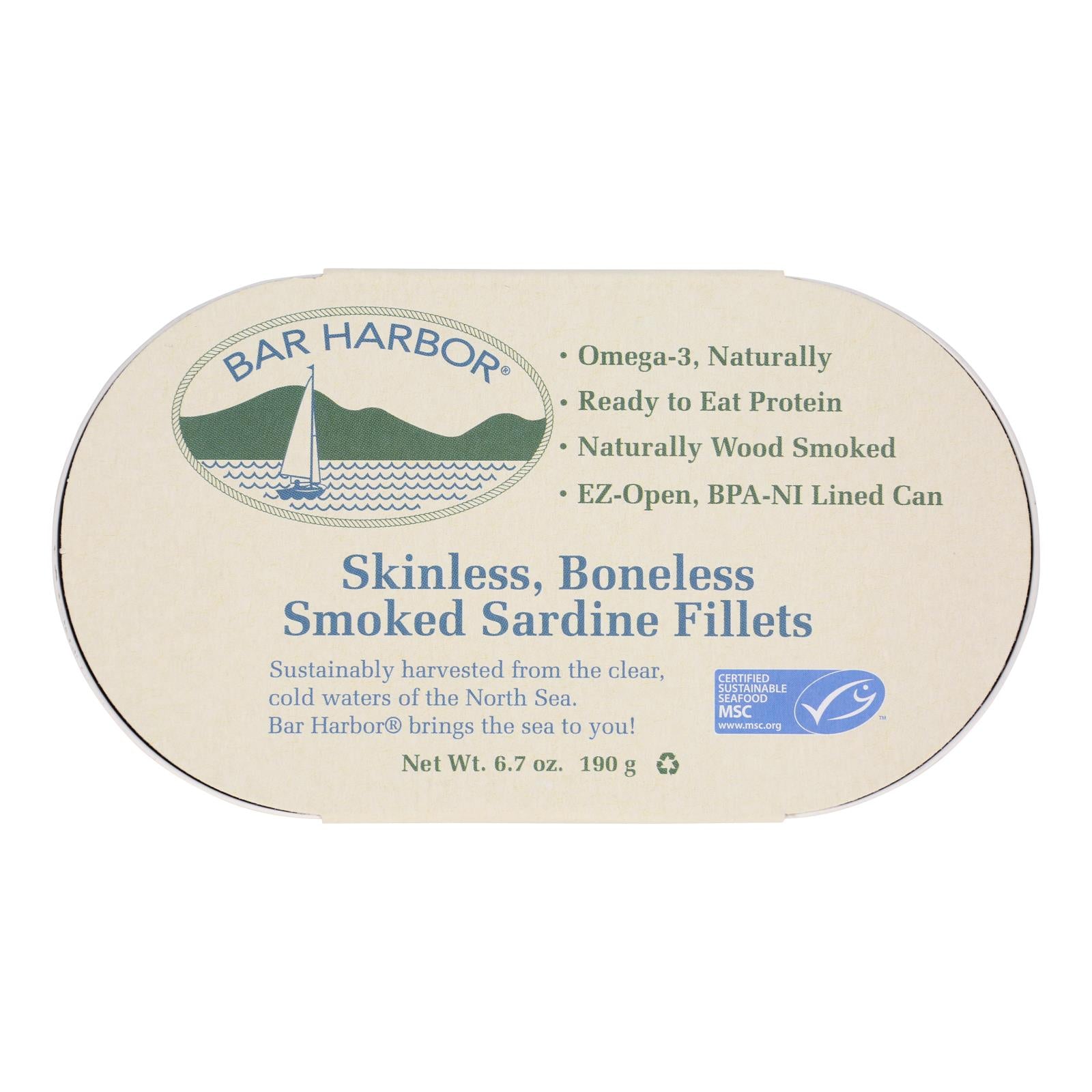 Bar Harbor - Smoked Sardine Fillets - Case Of 12 - 6.7 Oz.