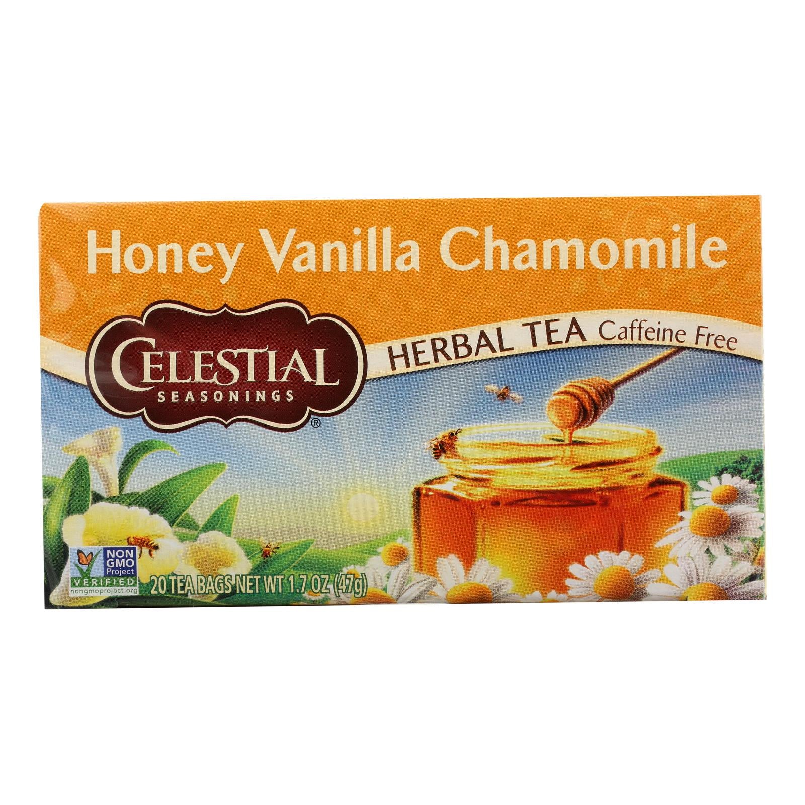 Celestial Seasonings Herbal Tea Caffeine Free Honey Vanilla Chamomile - 20 Tea Bags - Case Of 6