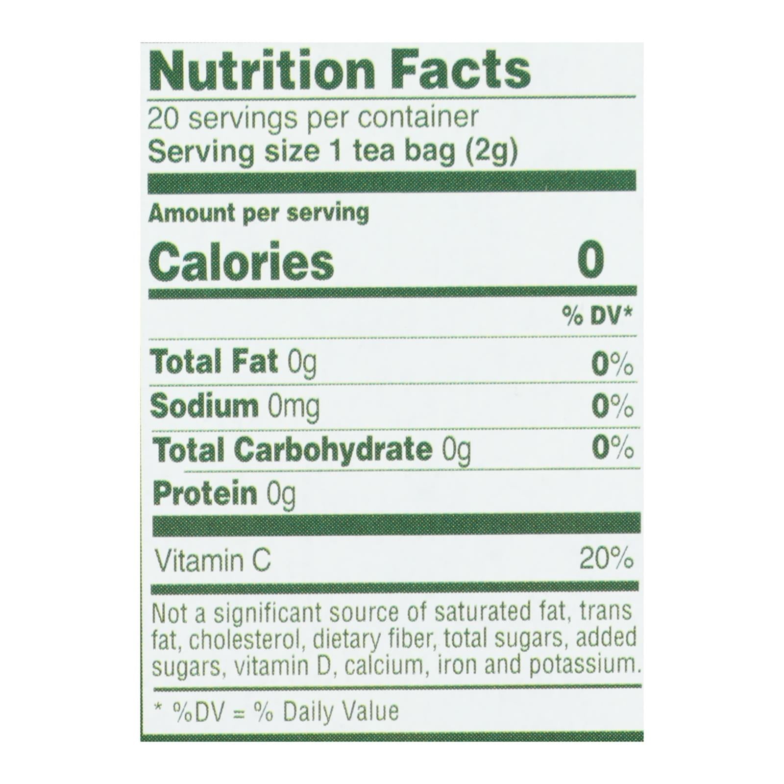 Celestial Seasonings Green Tea Honey Lemon Ginseng with White Tea - 20 Tea Bags - Case of 6