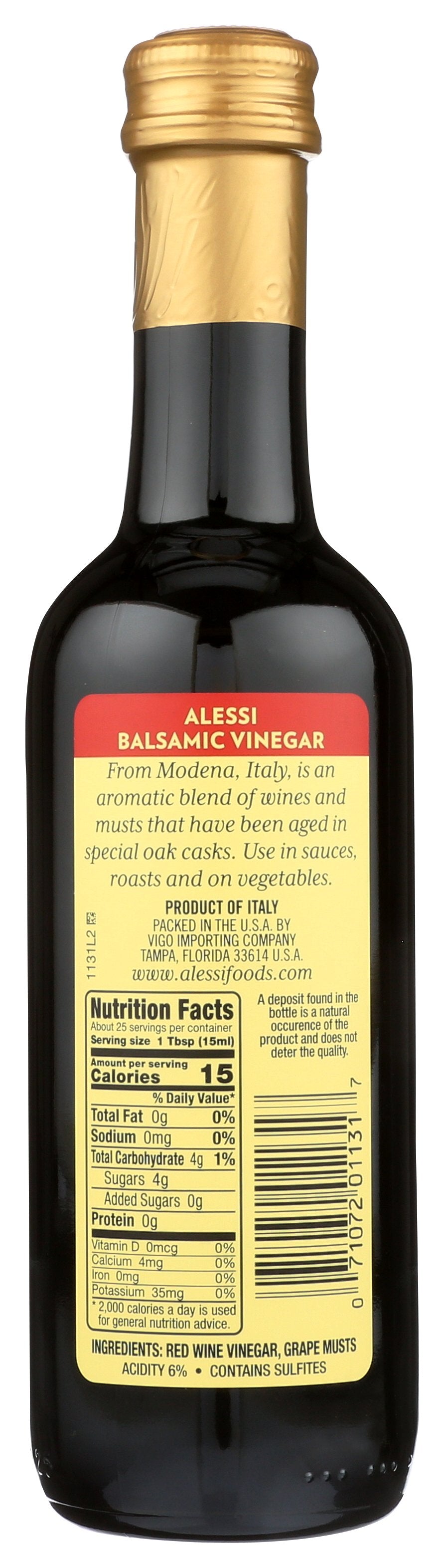 ALESSI VINEGAR BALSAMIC RED - Case of 6 [ALESSI - BALSAMIC VINEGAR - 12.75 FLUID OUNCE - 12.75 OZ]
