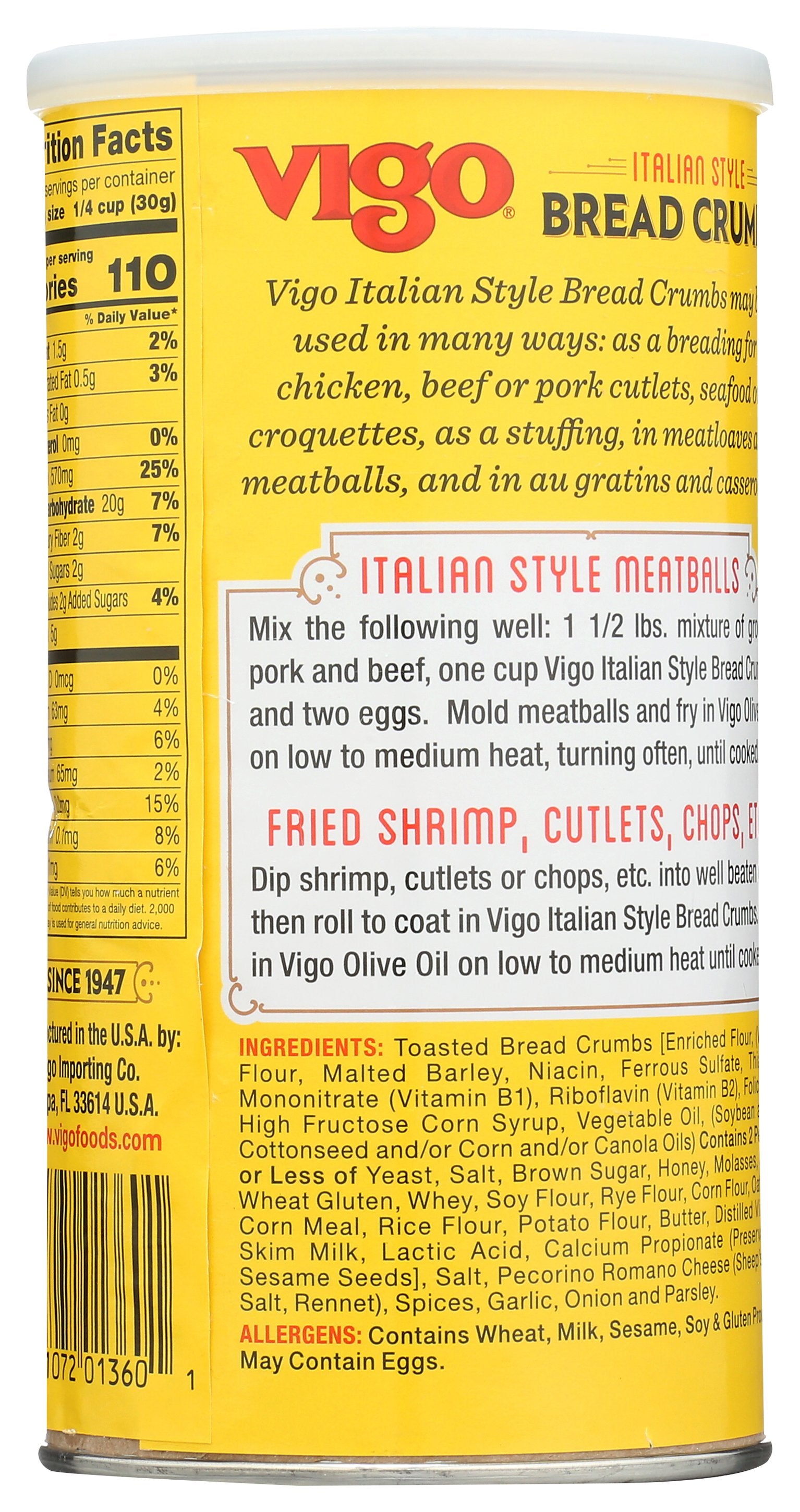 VIGO BREADCRUMB ITAL - Case of 12 [BREADCRUMB ITAL - 8 OZ]