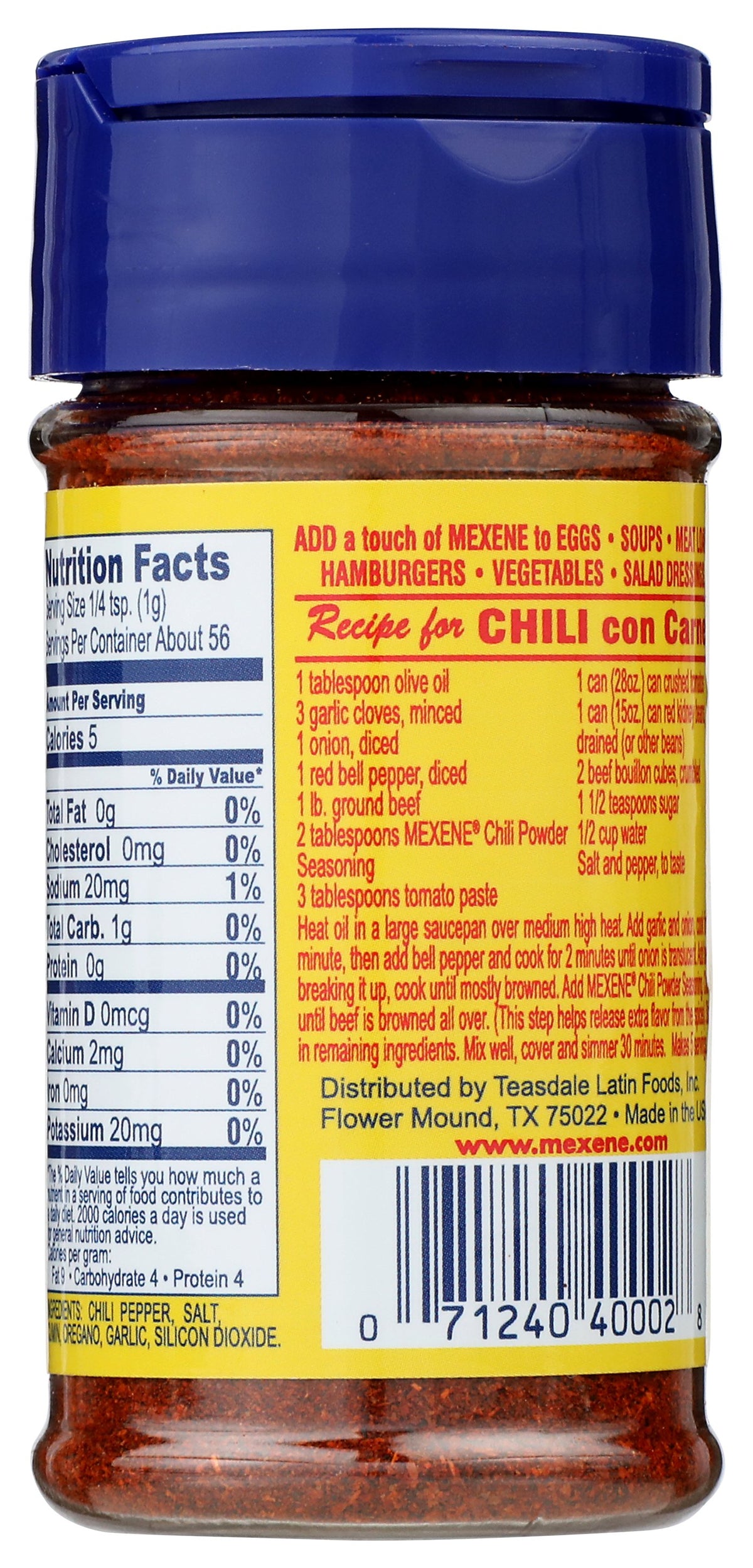 MEXENE SEASONING CHILI PWDR PLST - Case of 12