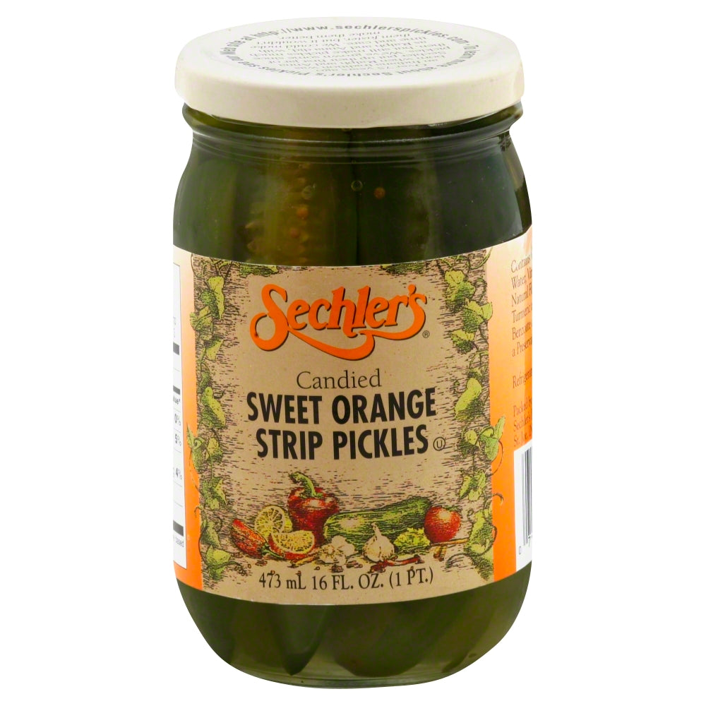 Sechlers Candied Sweet Orange Strip Pickles - Case of 6 - 16 fl oz