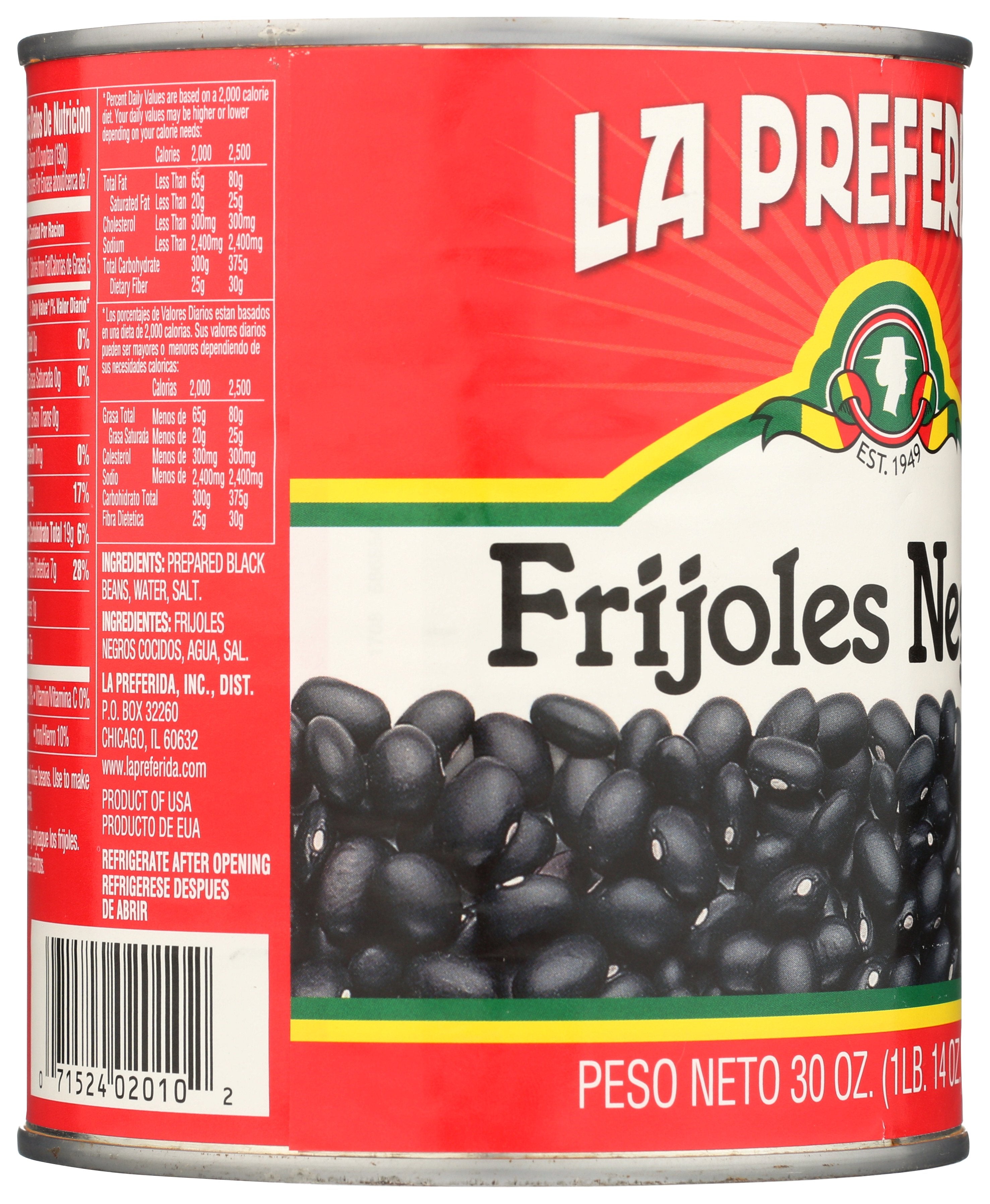 LA PREFERIDA BEAN BLACK - Case of 12 [BEAN BLACK - 30 OZ]