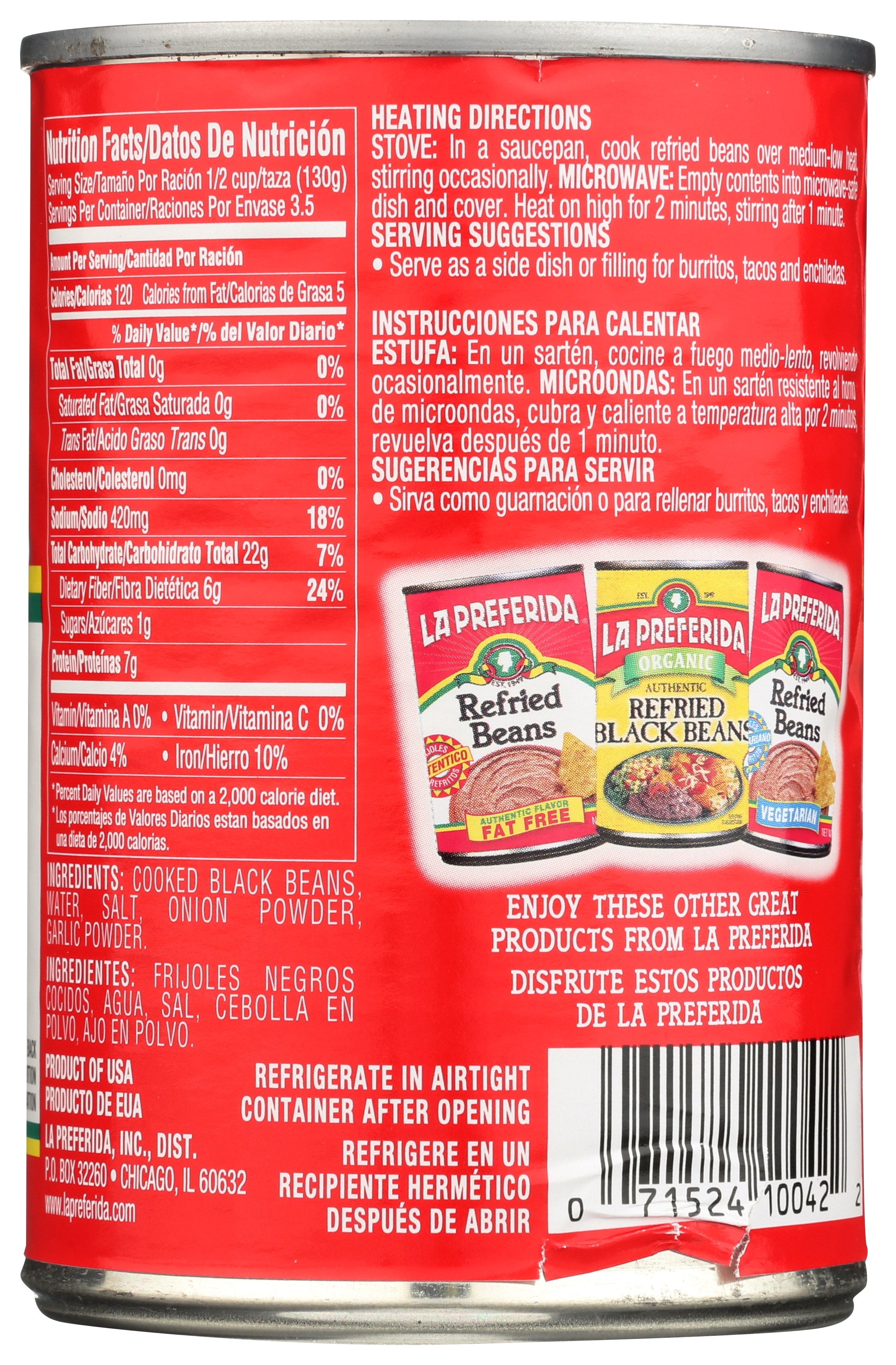 LA PREFERIDA BEAN REFRIED BLACK FF - Case of 12