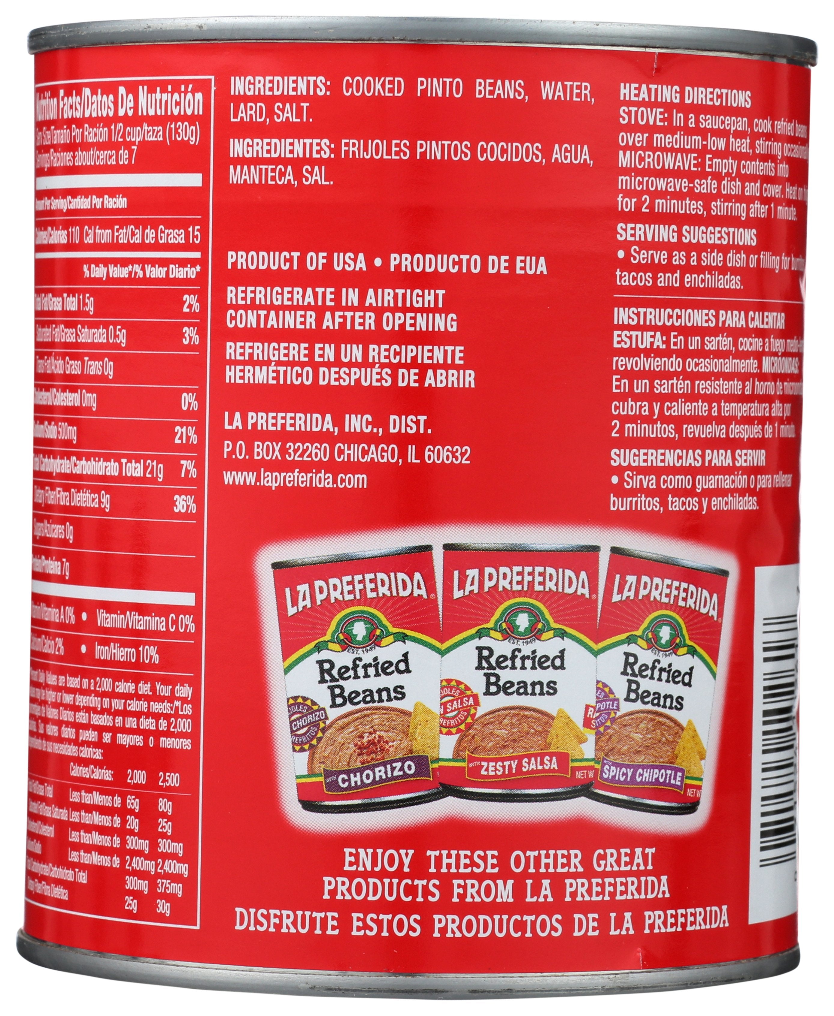 LA PREFERIDA BEAN REFRIED AUTHTC - Case of 12