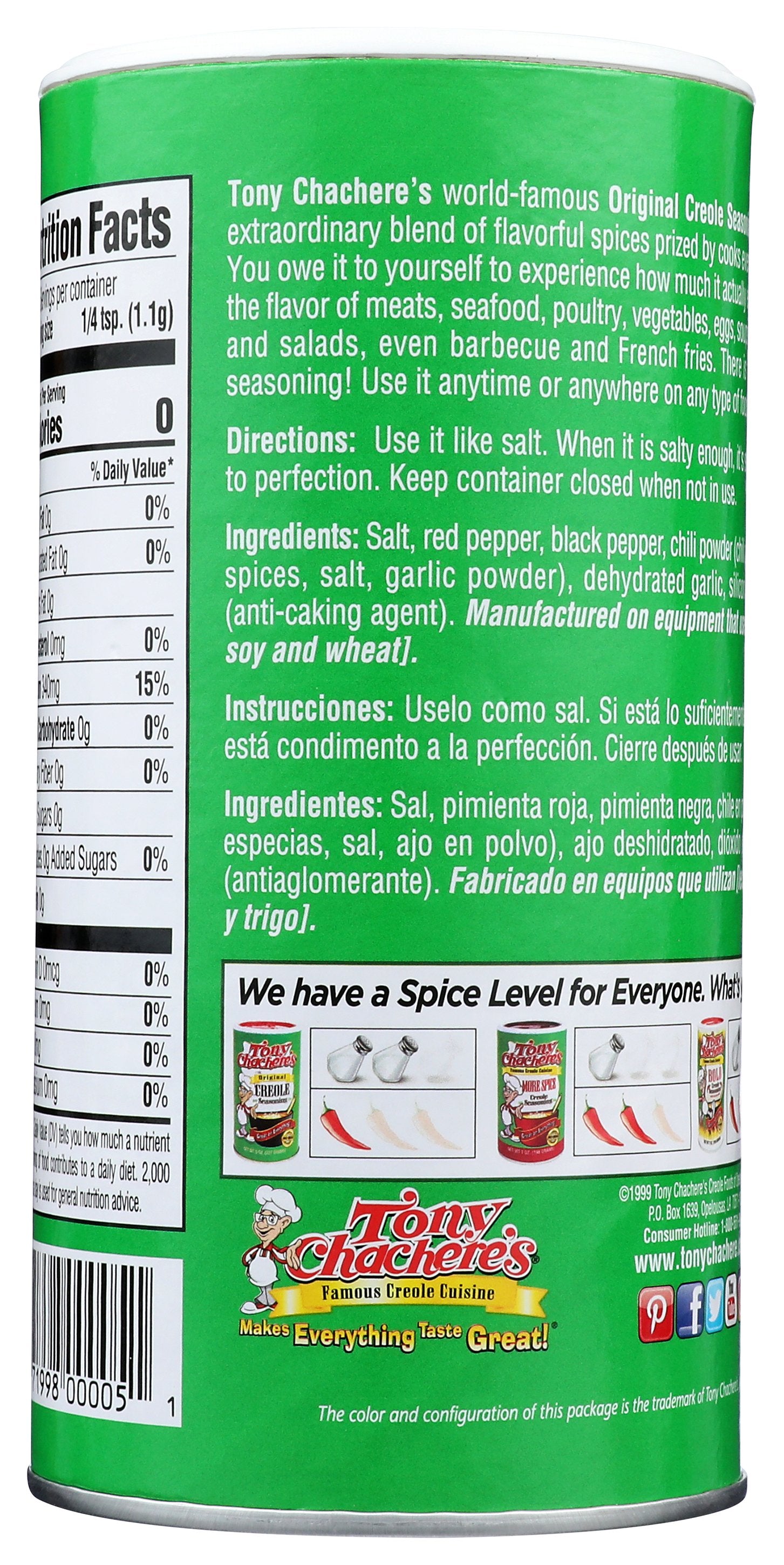 TONY CHACHERES SSNNG CREOLE - Case of 6 [TONY CHACHERE'S - CREOLE SEASONING - THE ORIGINAL - 17 OUNCE - 17 OZ]