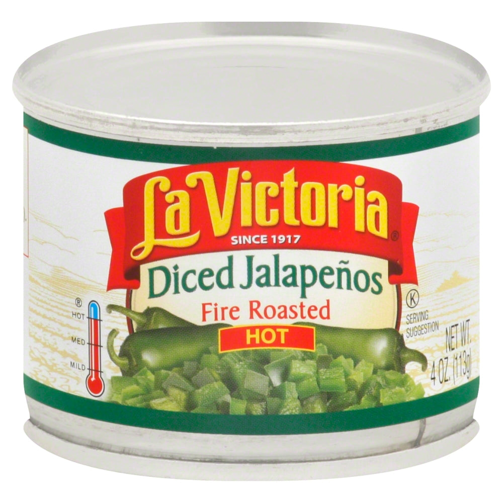 La Victoria Fire Roasted Diced Jalapeños - Case of 24 - 4 oz