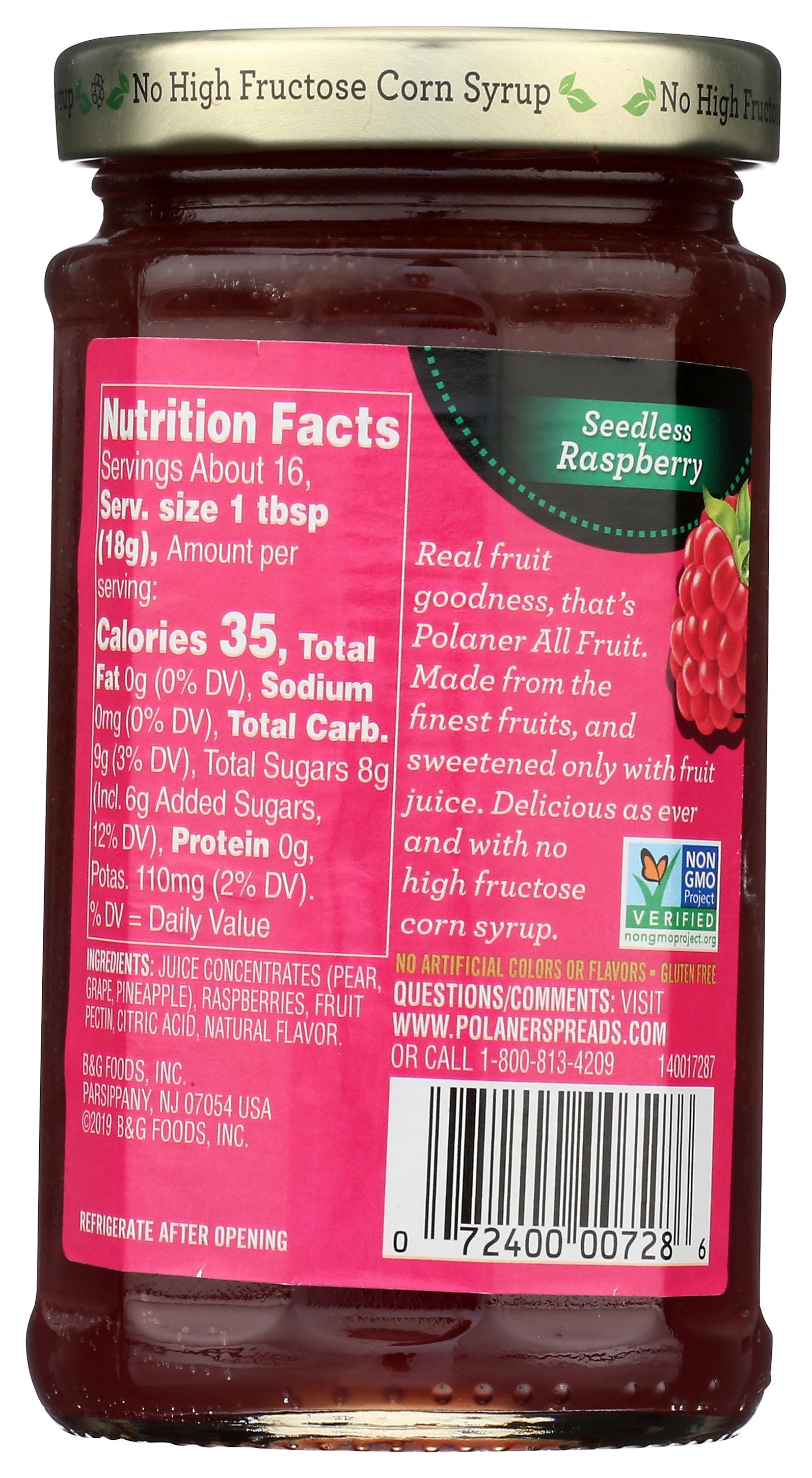 POLANER FRUIT SPRD SDLS RED RASPB - Case of 12