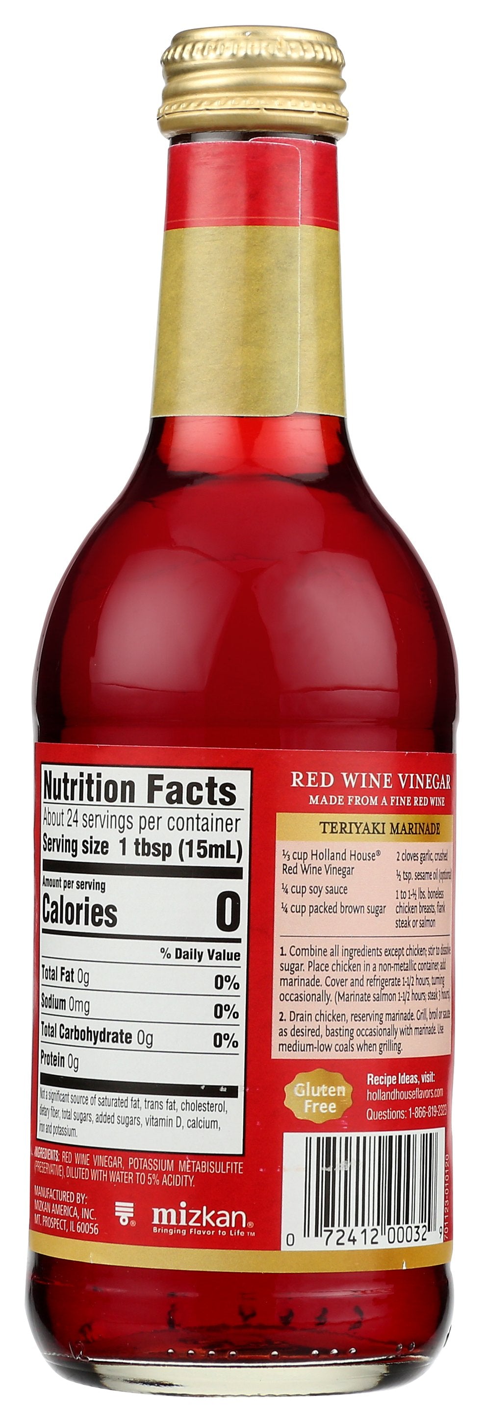HOLLAND HOUSE VINEGAR WINE RED - Case of 6 [RED WINE VINEGAR - 12 OZ]