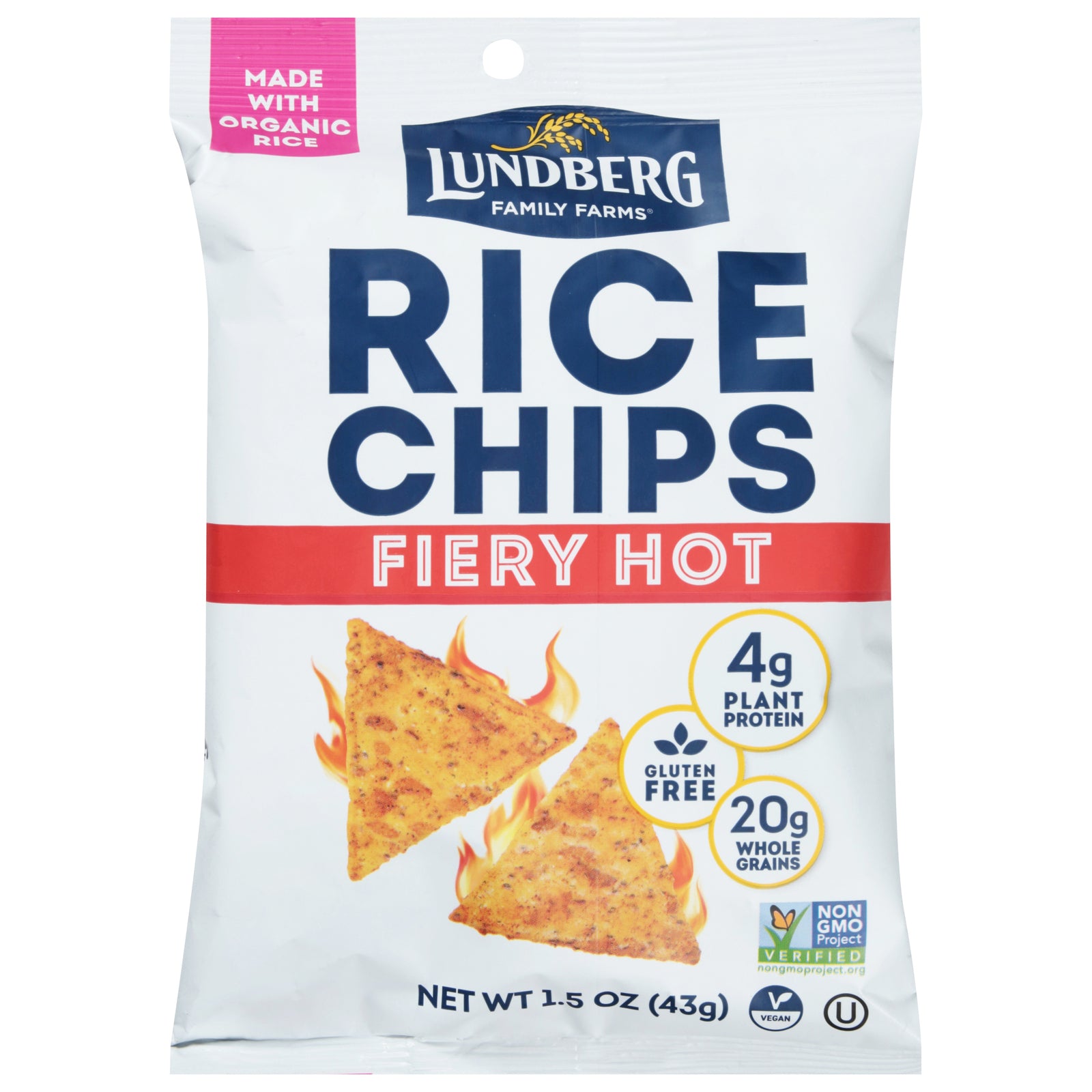 Lundberg Family Farms - Rice Chips Fiery Hot - CS of 24-1.5 OZ