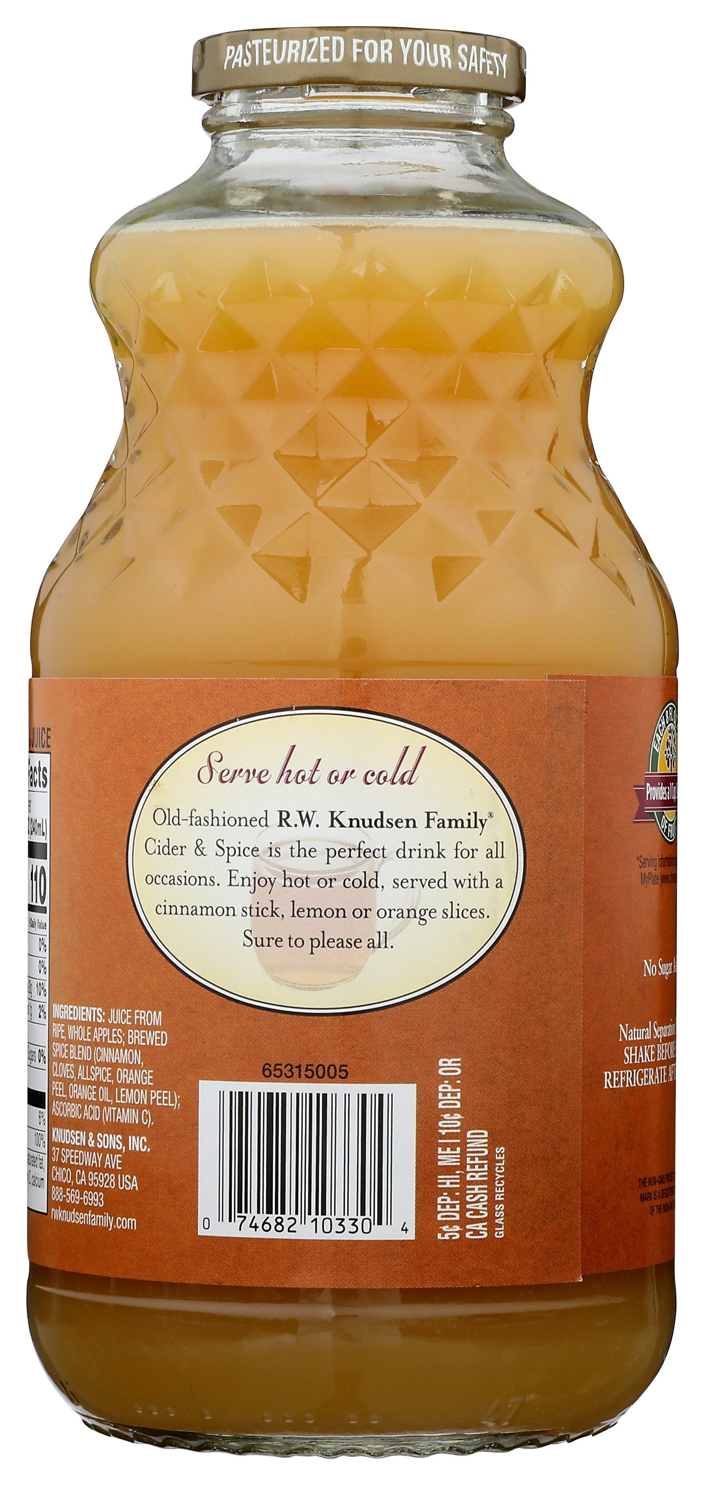 KNUDSEN JUICE CIDER & SPICE - Case of 6 [R.W. KNUDSEN FAMILY - CIDER & SPICE - 32 FLUID OUNCE - 32 FO]