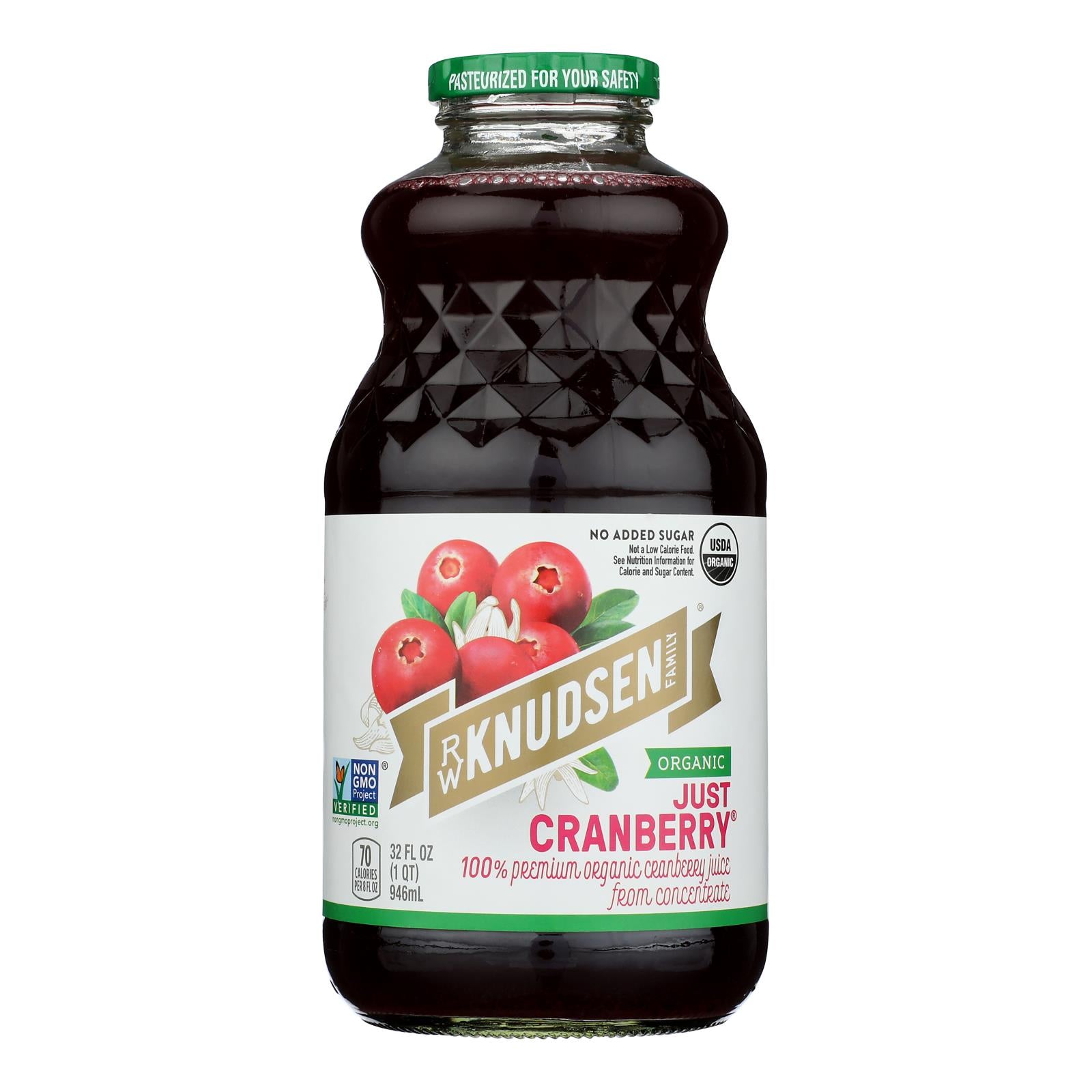R.W. Knudsen - Organic Juice - Just Cranberry - Case of 6 - 32 fl oz