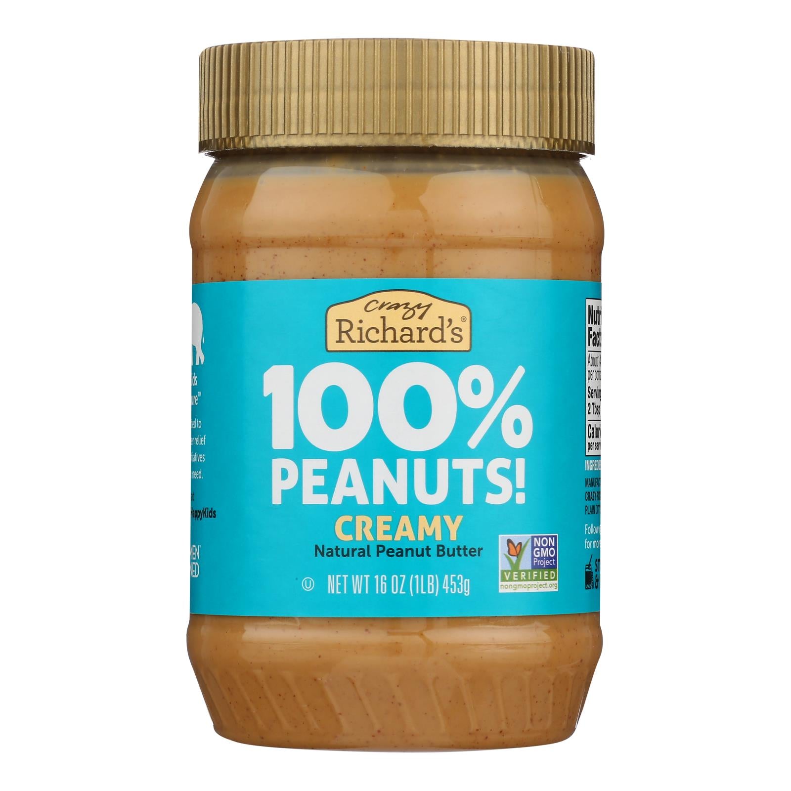 Crazy Richards Natural Creamy Peanut Butter - Case Of 12 - 16 Oz.