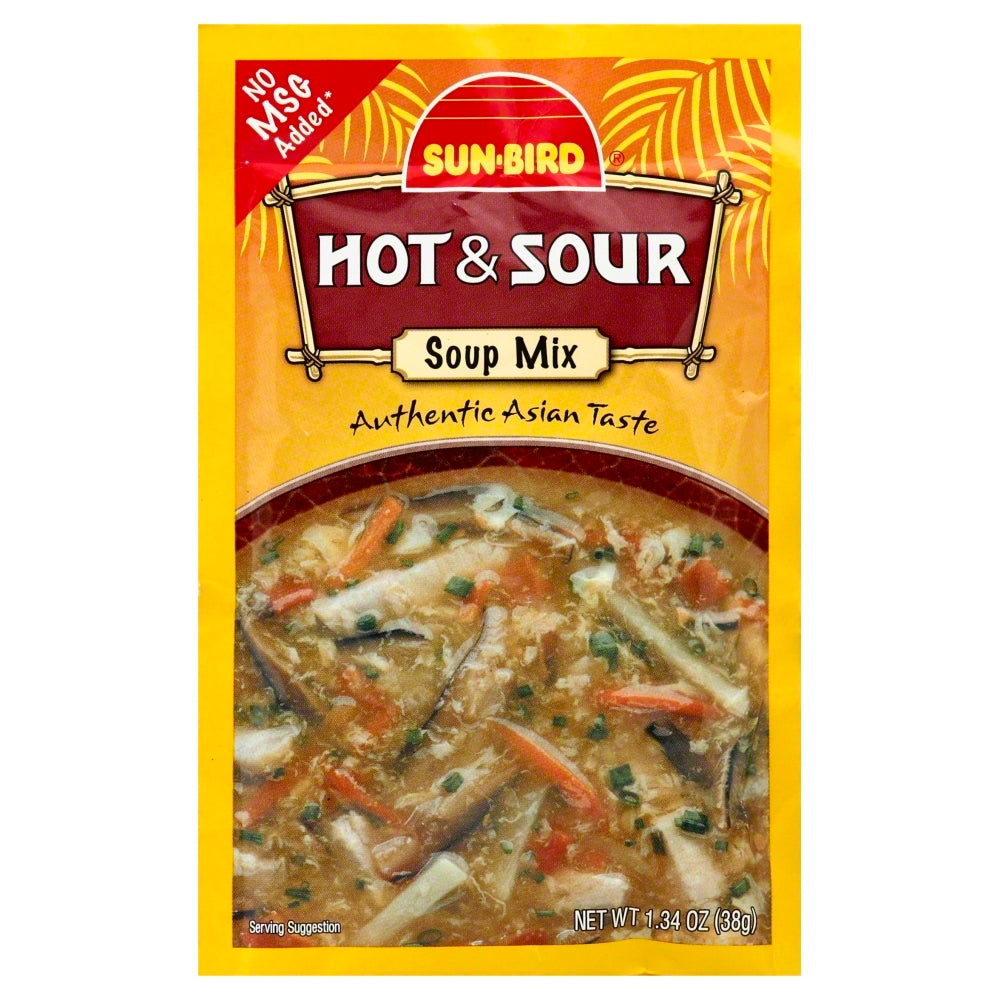 SunBird Hot & Sour Soup Mix -  Case of 24 - 1.34 OZ