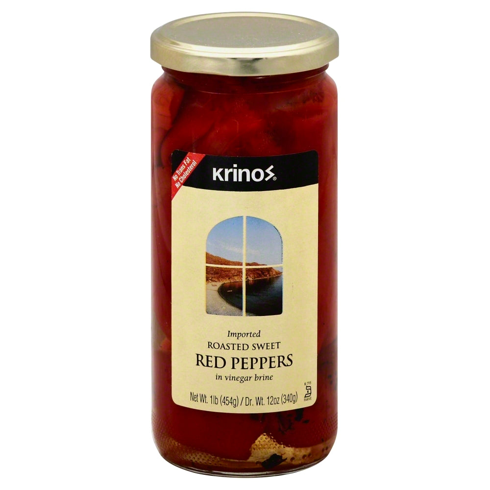 Krinos Roasted Red Peppers - Case of 6 - 12 oz
