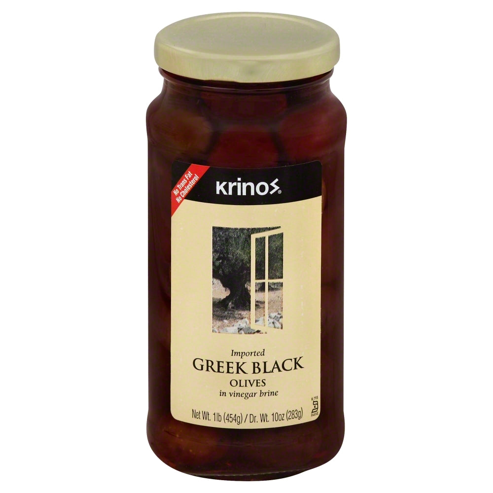 Krinos Greek Black Olives - Case of 6 - 16 oz