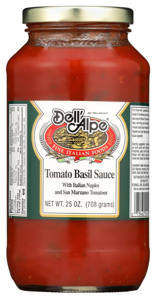 Dell Alpe Sauce Tomato Basil - Case of 6 - 25 OZ