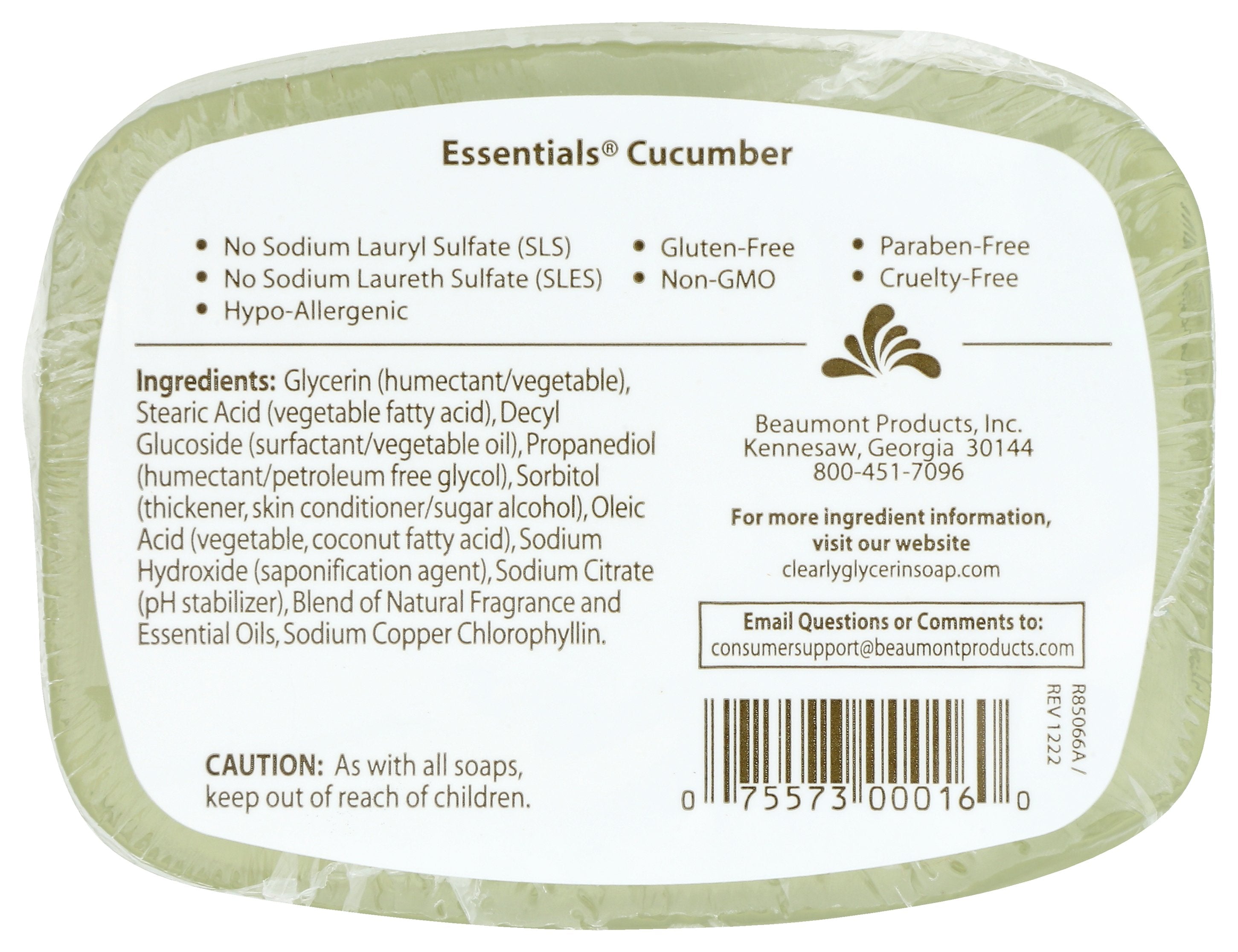 CLEARLY NATURAL SOAP BAR GLYC CUCUMBER - Case of 3