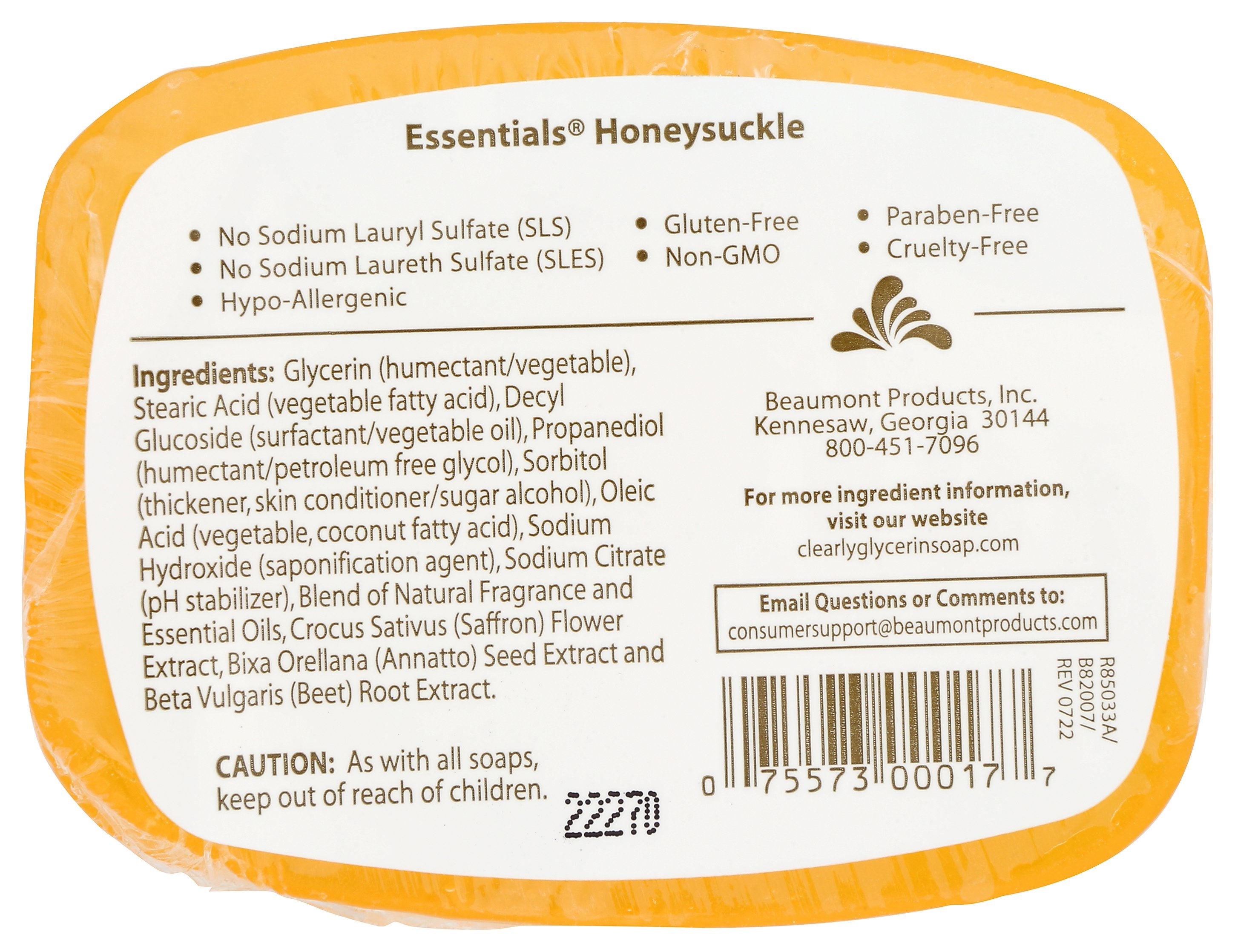 CLEARLY NATURAL SOAP BAR GLYC HONEYSCKLE - Case of 3