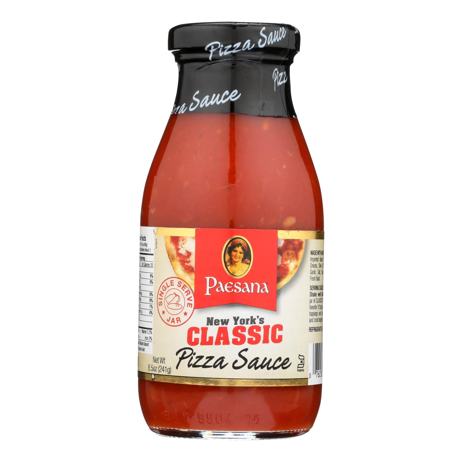 Paesana Classic Pizza Sauce - Serve Jar - Case of 6 - 8.5 oz.