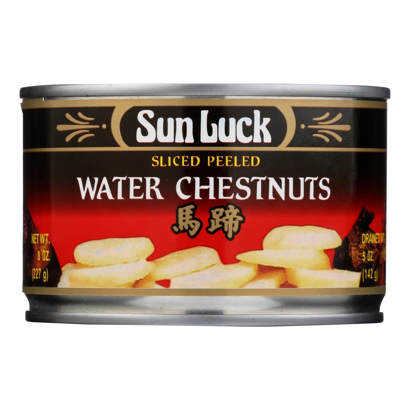 Sun Luck Water Chestnut - Sliced Peeled - Case of 12 - 8 oz.