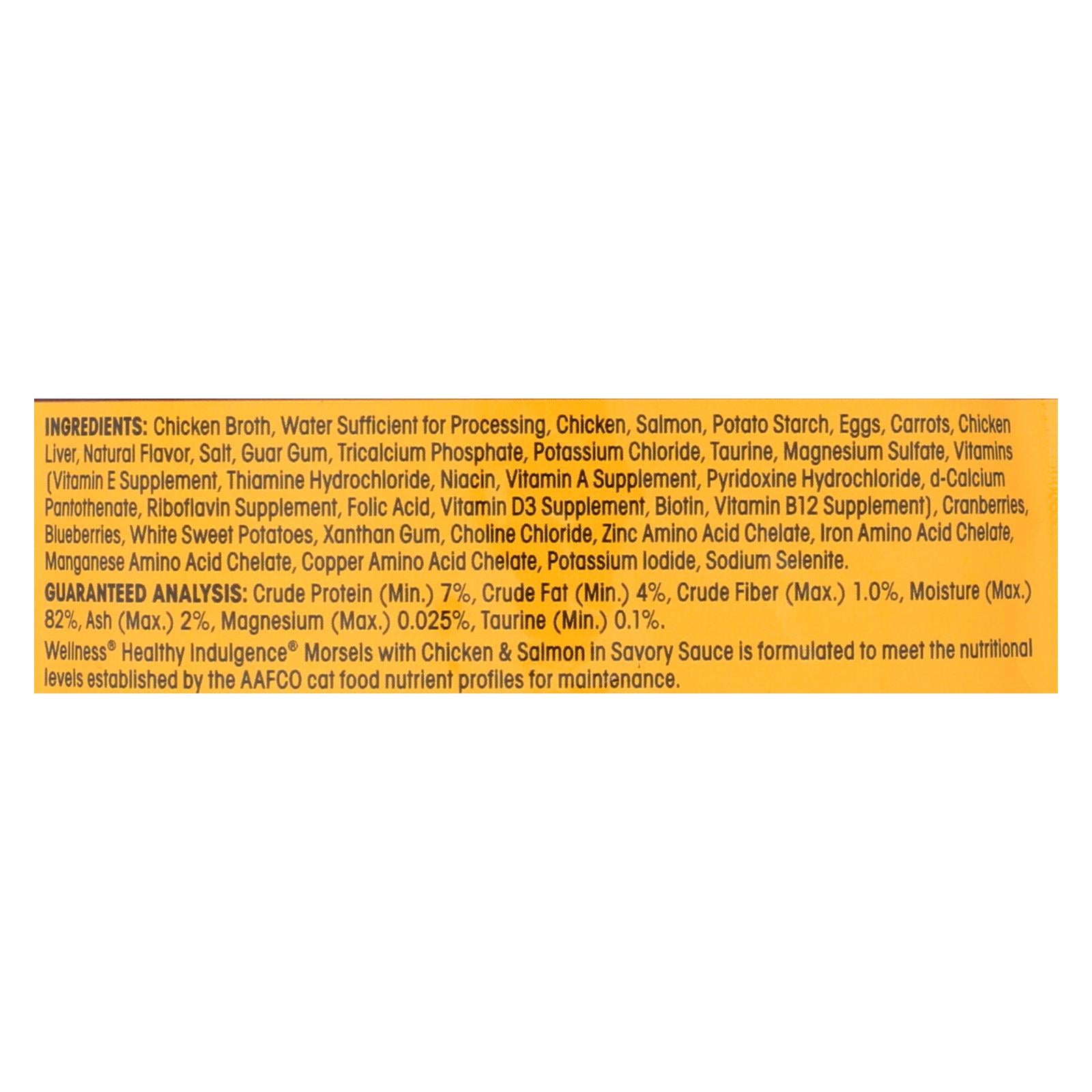 Wellness Pet Products Cat Food - Morsels with Chicken and Salmon In Savory Sauce - Case of 24 - 3 oz.
