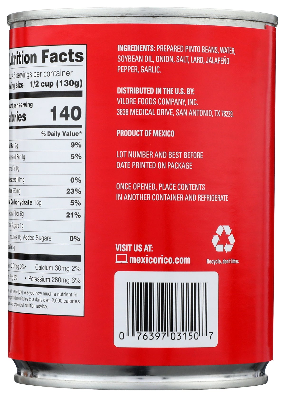 LA COSTENA BEAN REFRD PINTO - Case of 12 [LA COSTENA - PINTO BEANS - REFRIED - 20.5 OUNCE - 20.5 OZ]