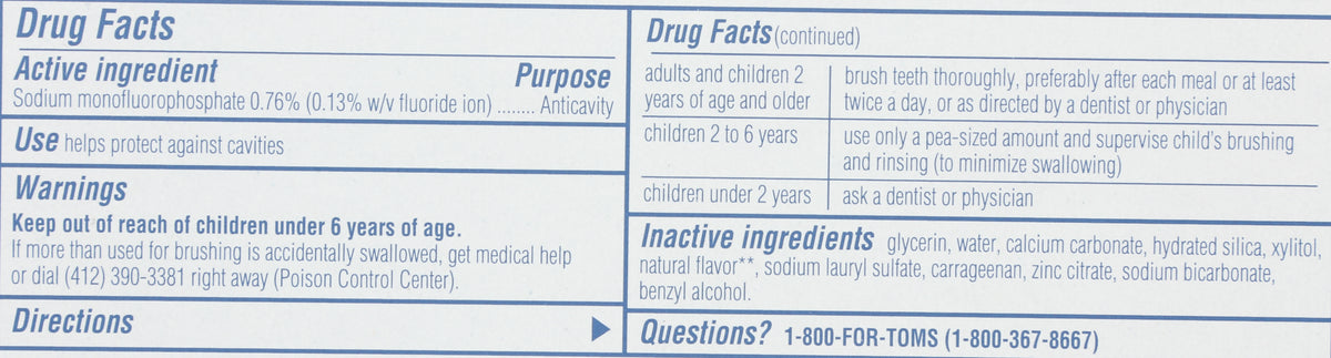 TOMS OF MAINE TTHPASTE WHL CARE SPRMNT