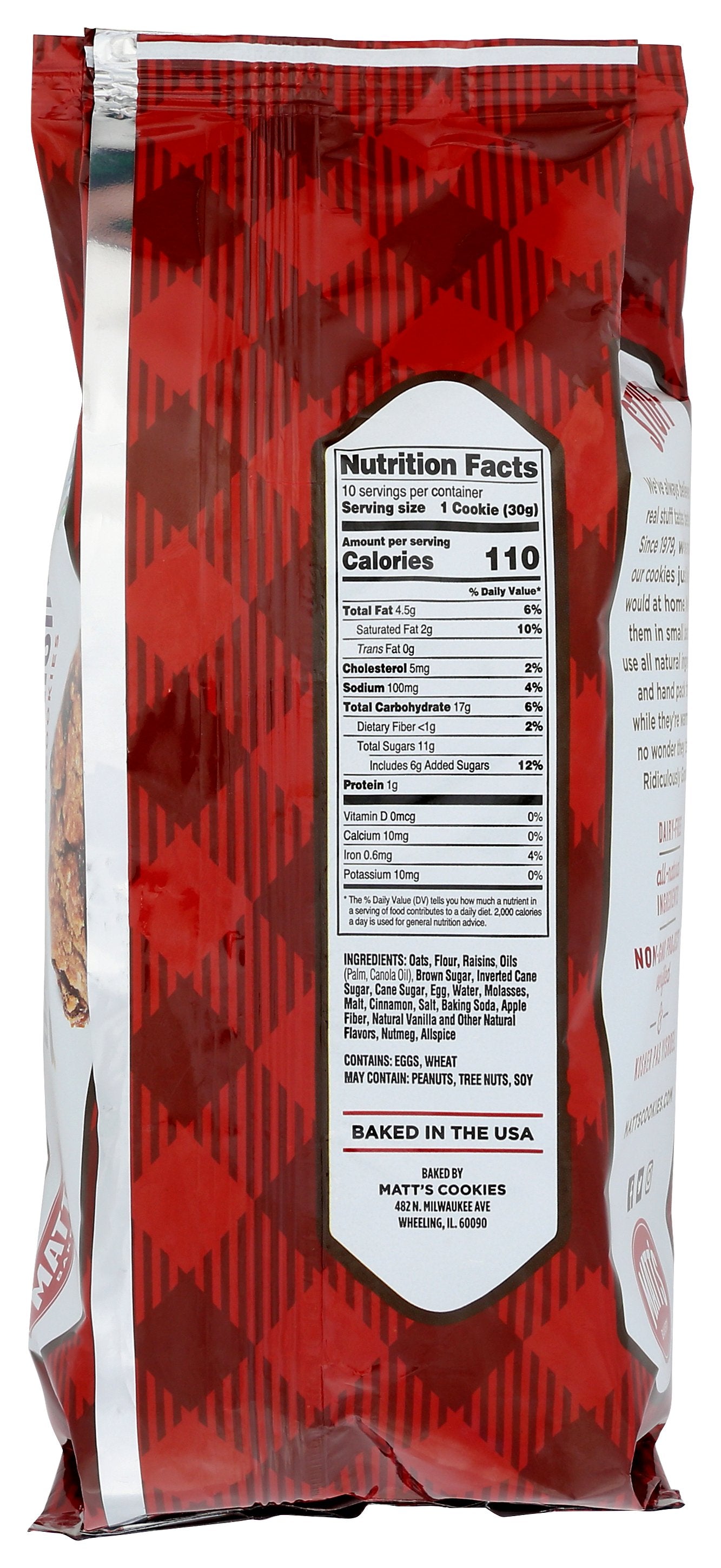 MATTS COOKIES COOKIE OATMEAL RAISIN - Case of 6