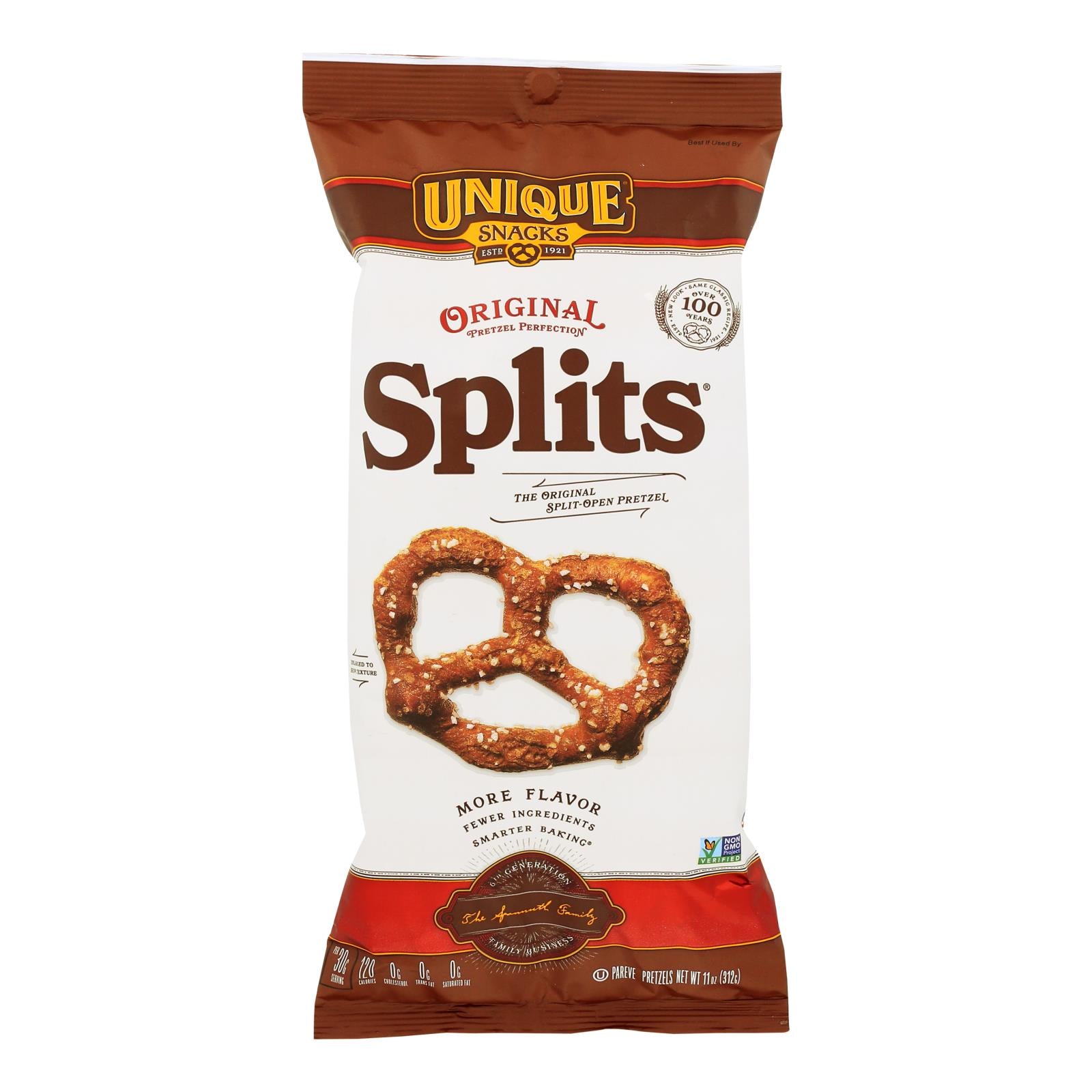 Unique Pretzels - Pretzel Splits - Original - Case Of 12 - 11 Oz.