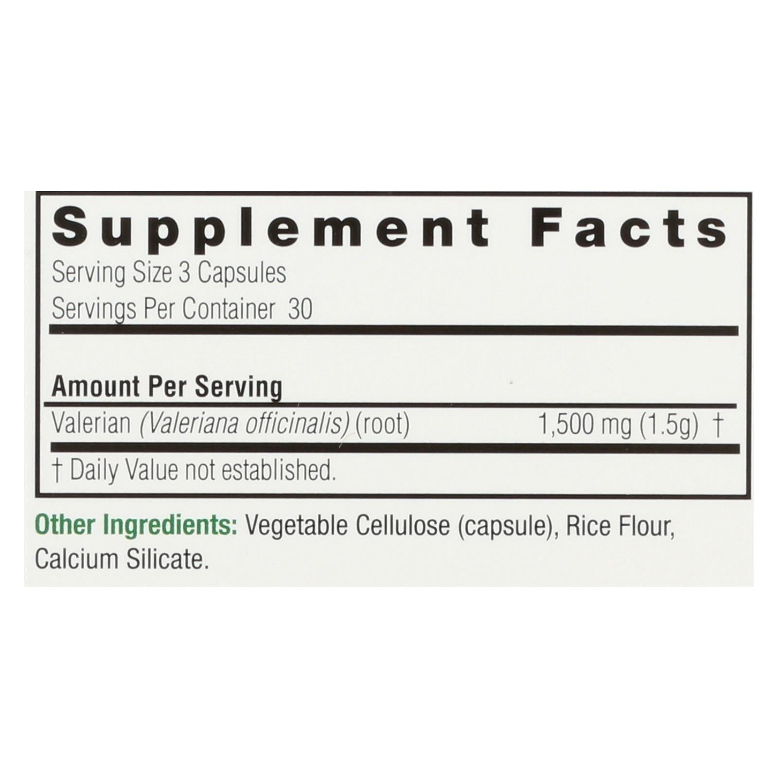 Nature's Answer - Valerian Root - 90 caps