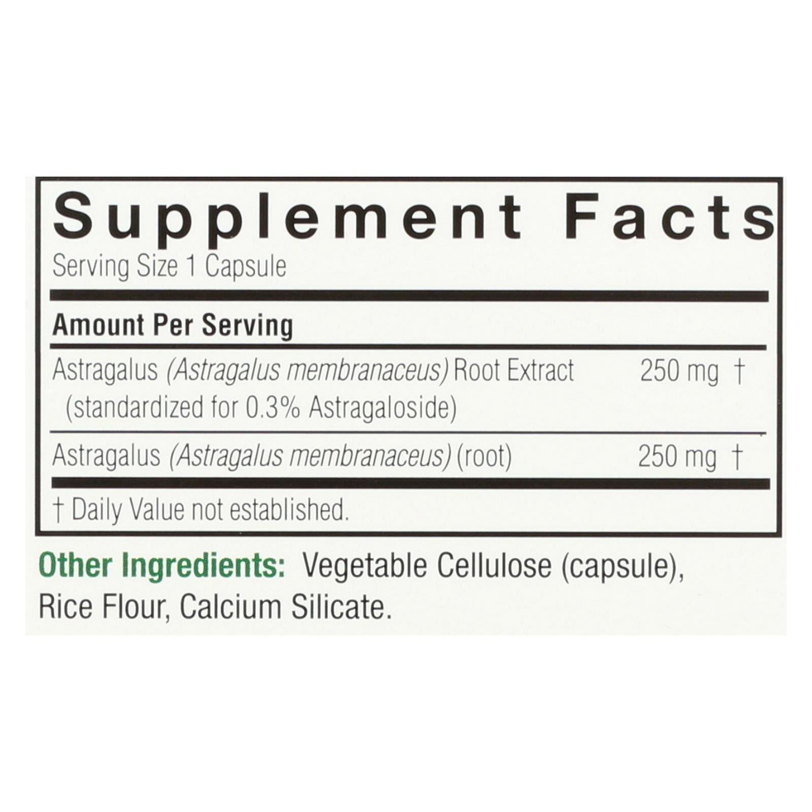 Nature's Answer Astragalus Root Extract, 60 Veg Capsules
