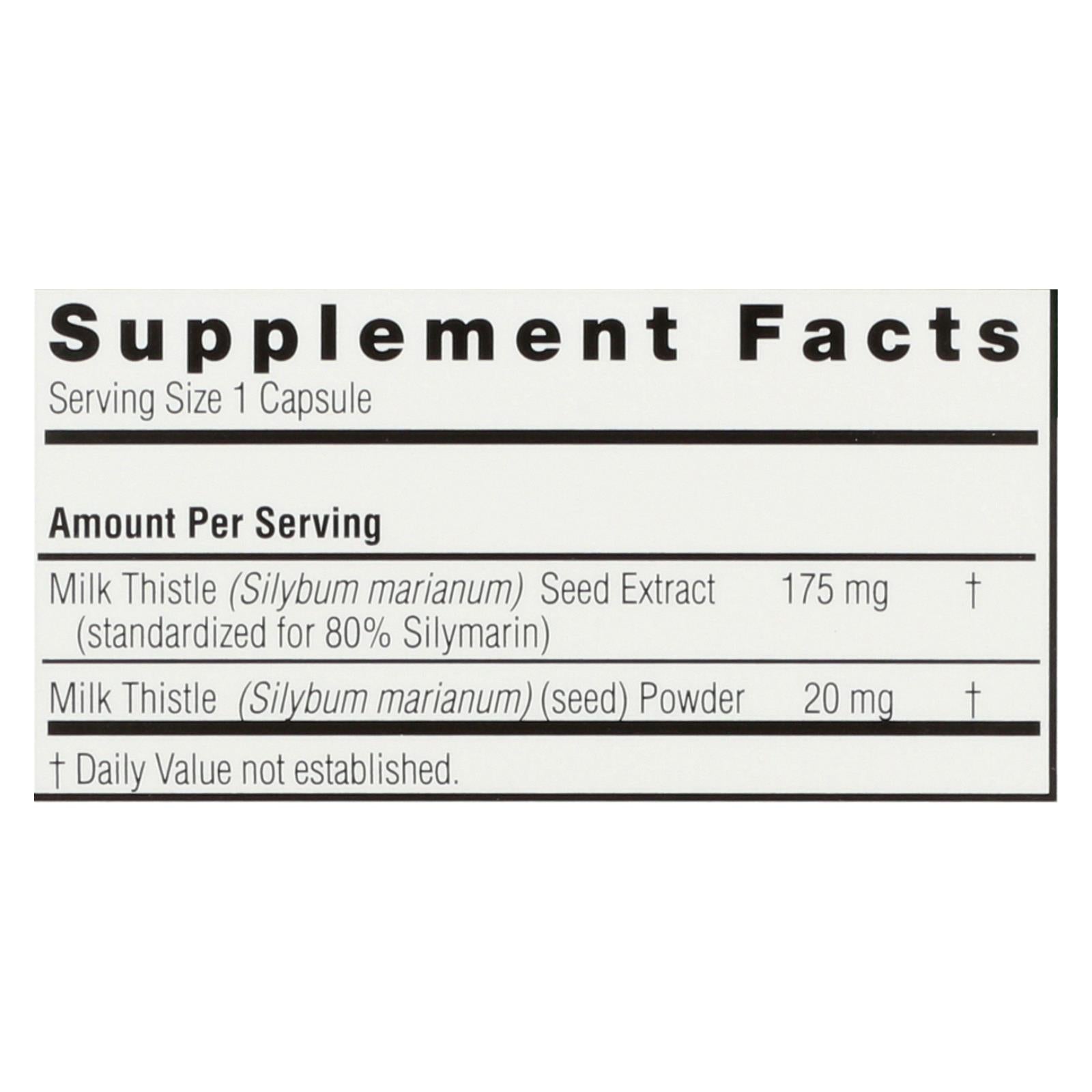 Nature's Answer Milk Thistle Extract - 120 Veg Capsules