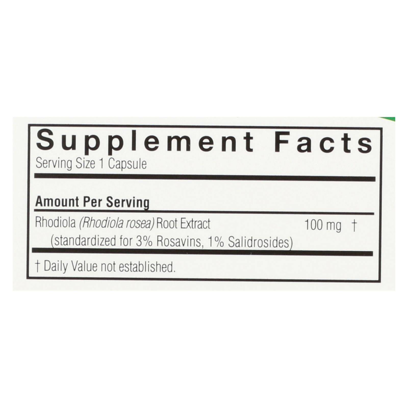 Nature's Answer Rhodiola Extract - 60 Veg Capsules