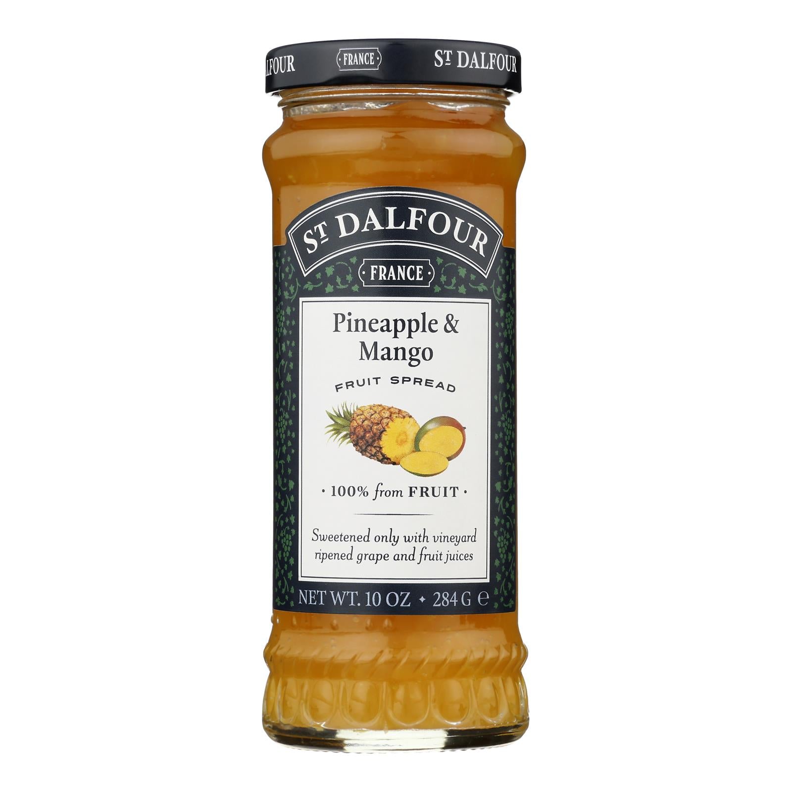 St Dalfour Fruit Spread - Deluxe - 100 Percent Fruit - Pineapple and Mango - 10 oz - Case of 6